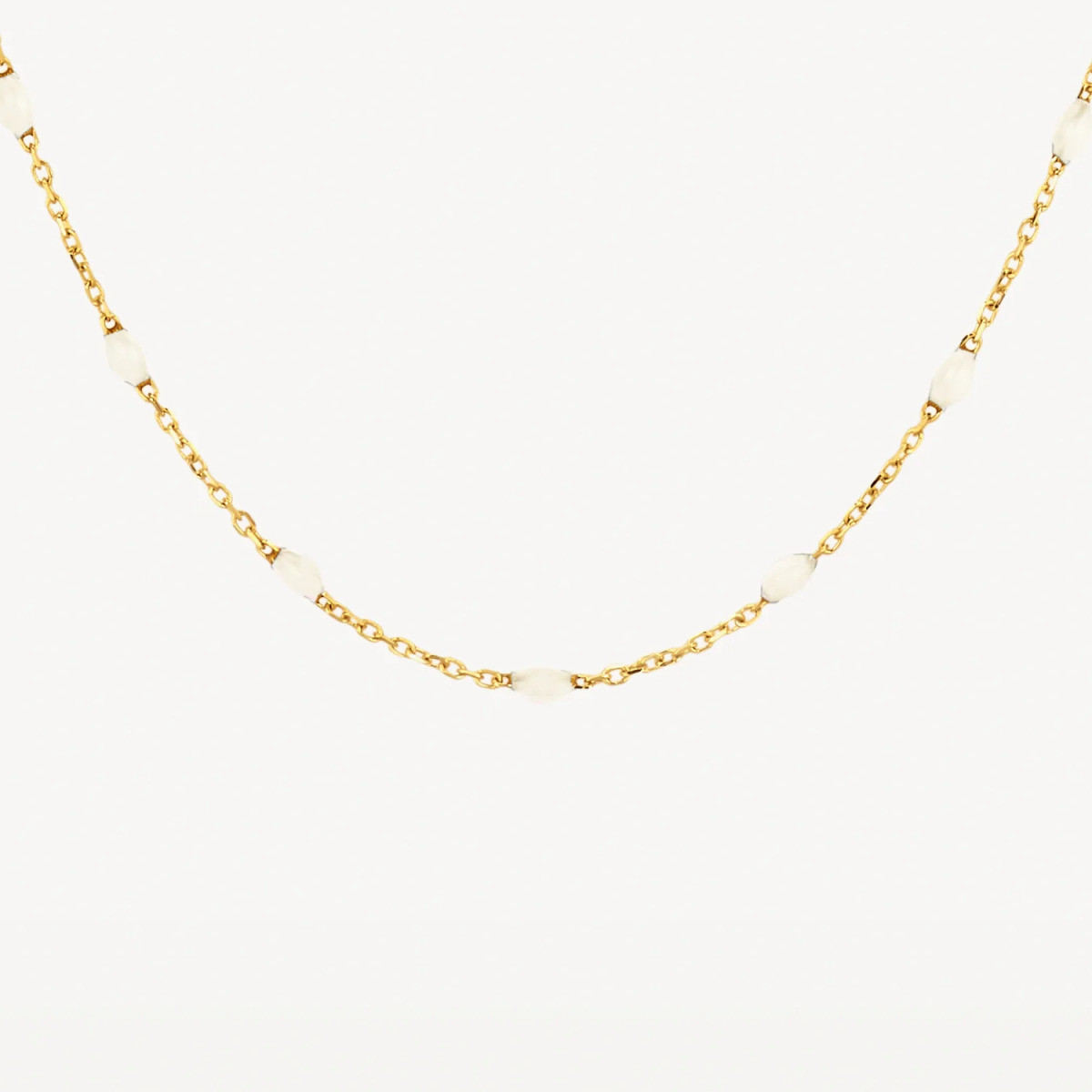Blush 3162YRM gouden ketting met witte resin stenen 2.75 x 1.5 mm - Lengte 42 cm