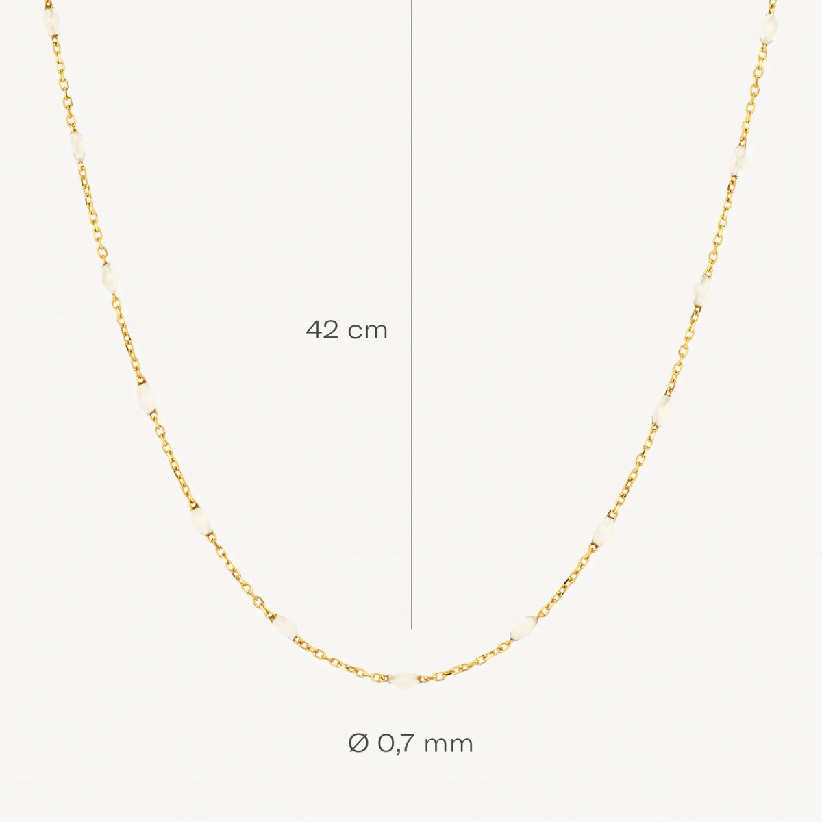 Blush 3162YRM gouden ketting met witte resin stenen 2.75 x 1.5 mm - Lengte 42 cm