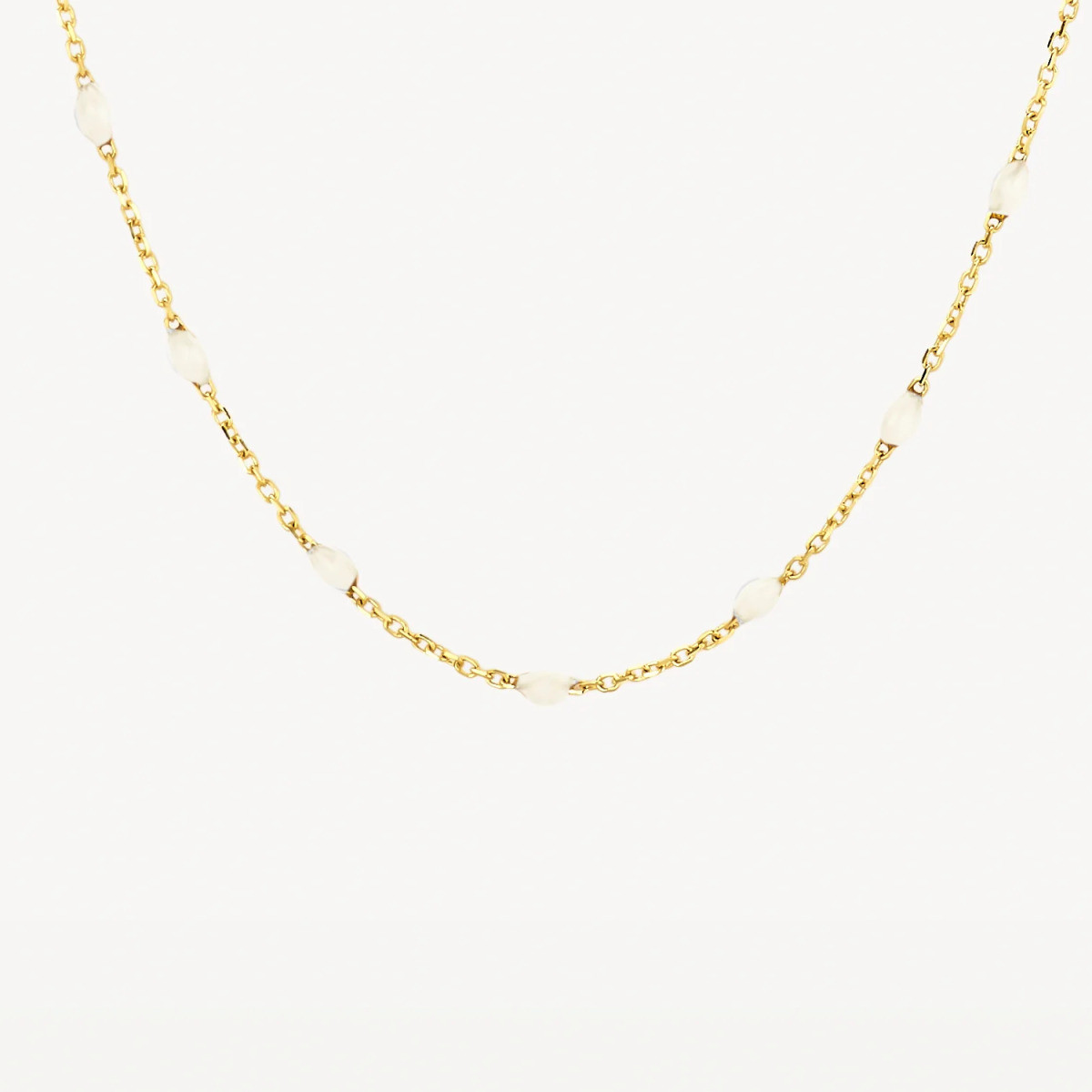 Blush 3162YRM gouden ketting met witte resin stenen 2.75 x 1.5 mm - Lengte 42 cm