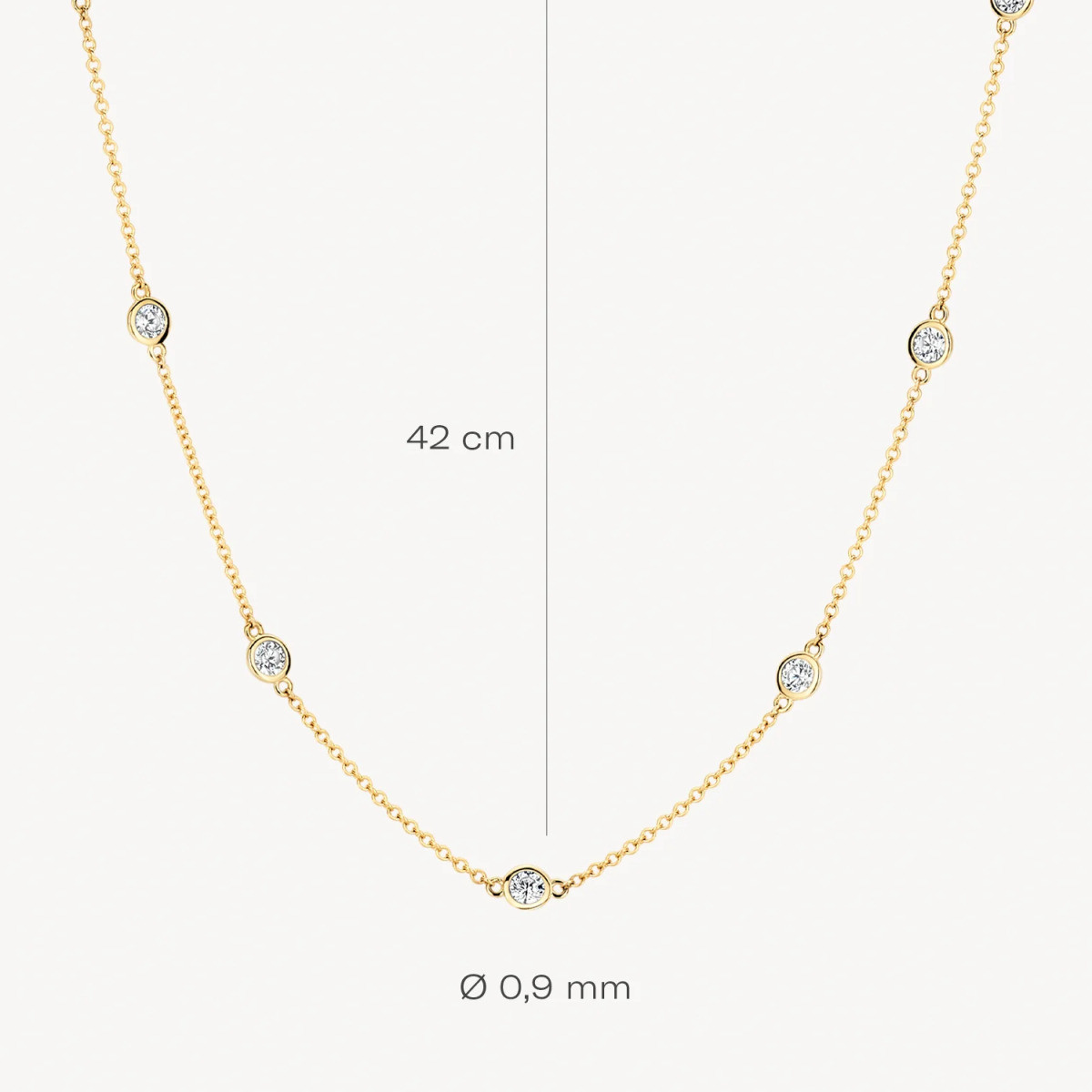 Blush 3172YZI gouden ketting met ronde zirkonia accenten - Lengte 42 cm