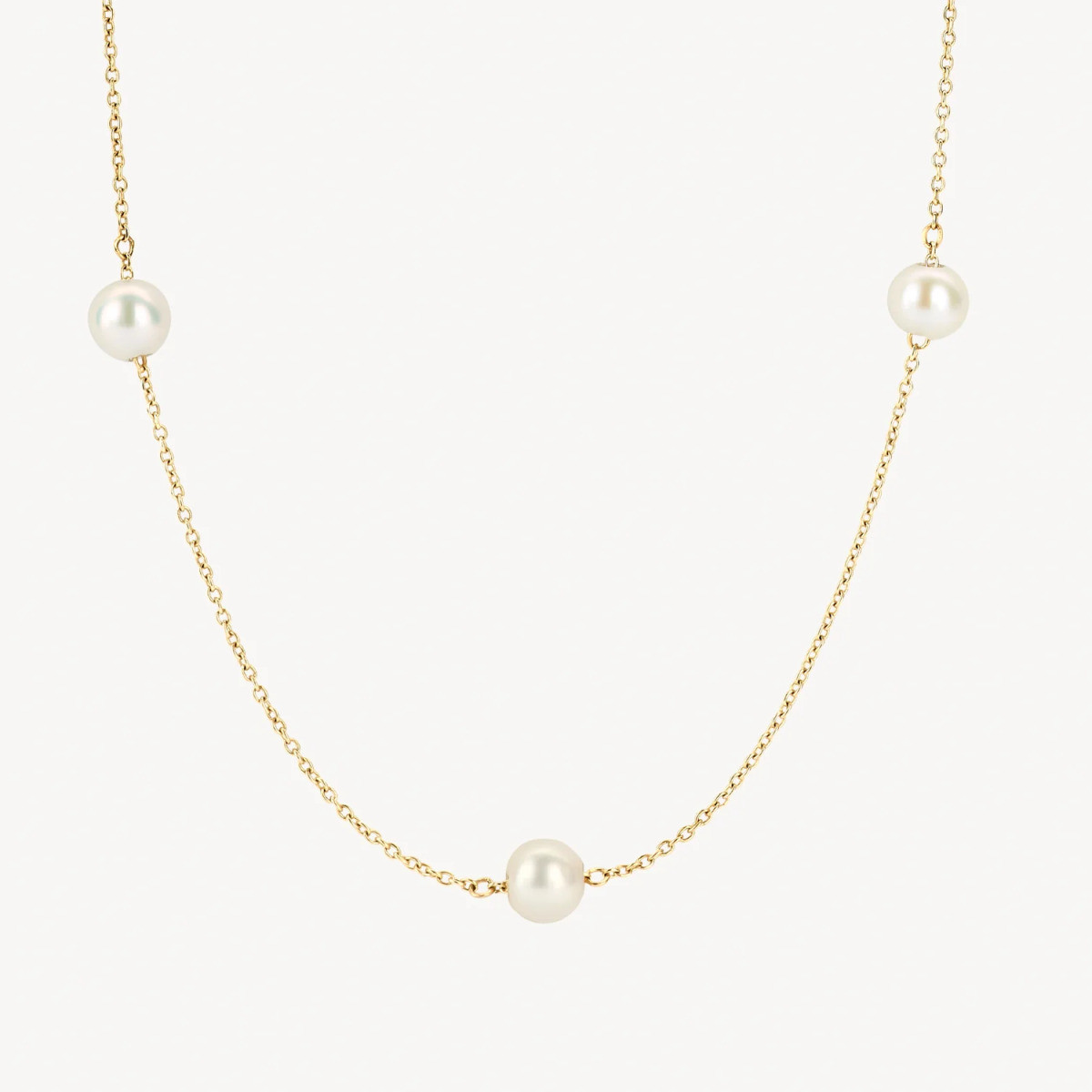 Blush 3185YPW gouden parelketting met 7 witte parels 4.2 mm - Lengte 38-42 cm