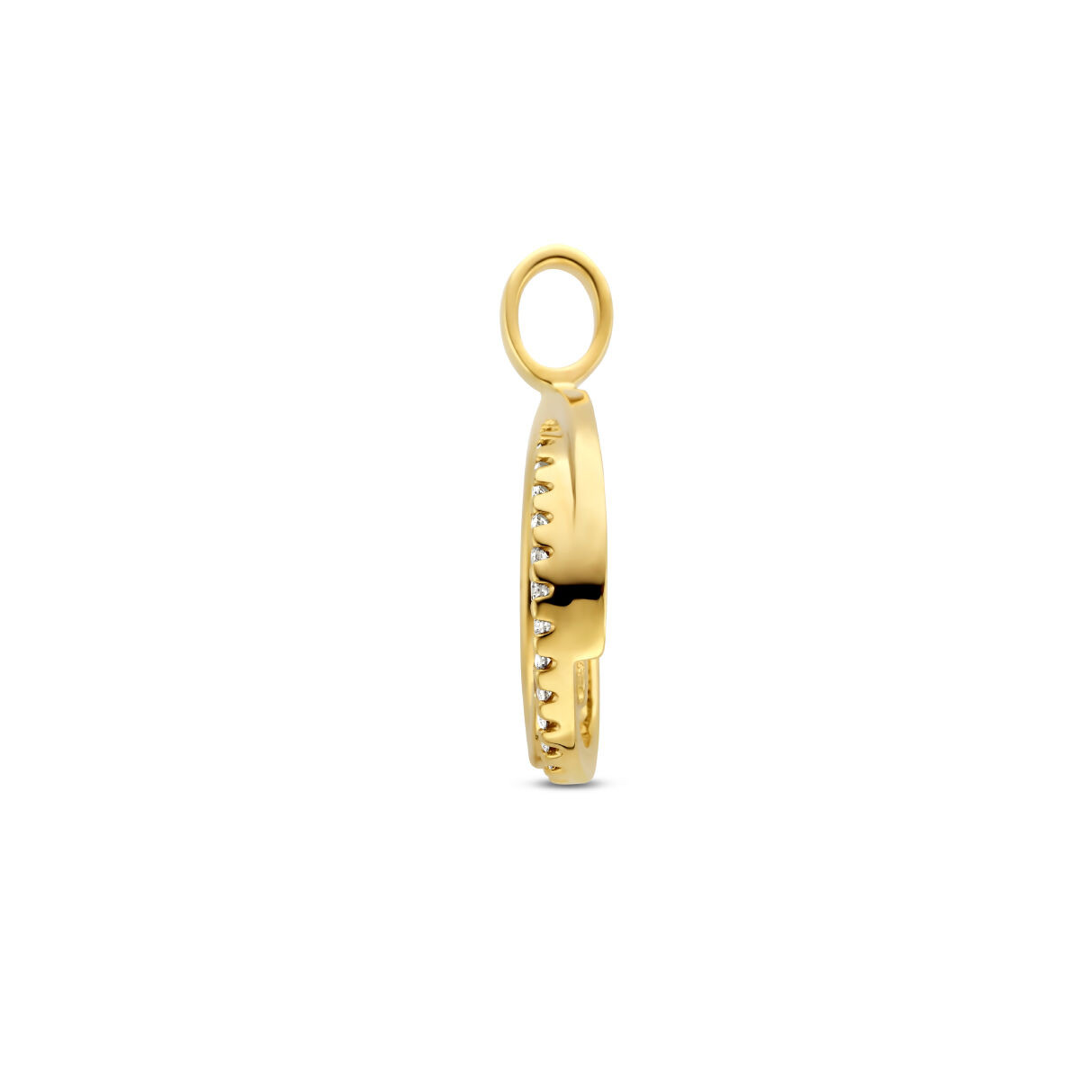 Gouden hanger rond met diamanten 0.13 crt