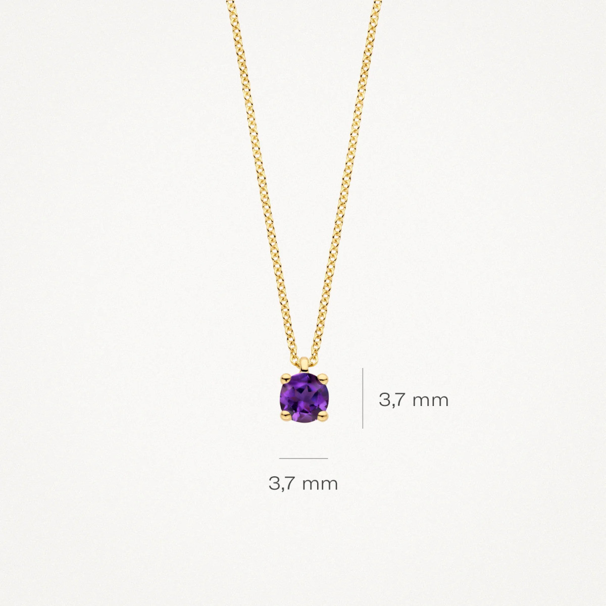 Blush 3200YAM gouden ketting met ronde paarse amethist hanger 3.7 mm - Lengte 42 cm