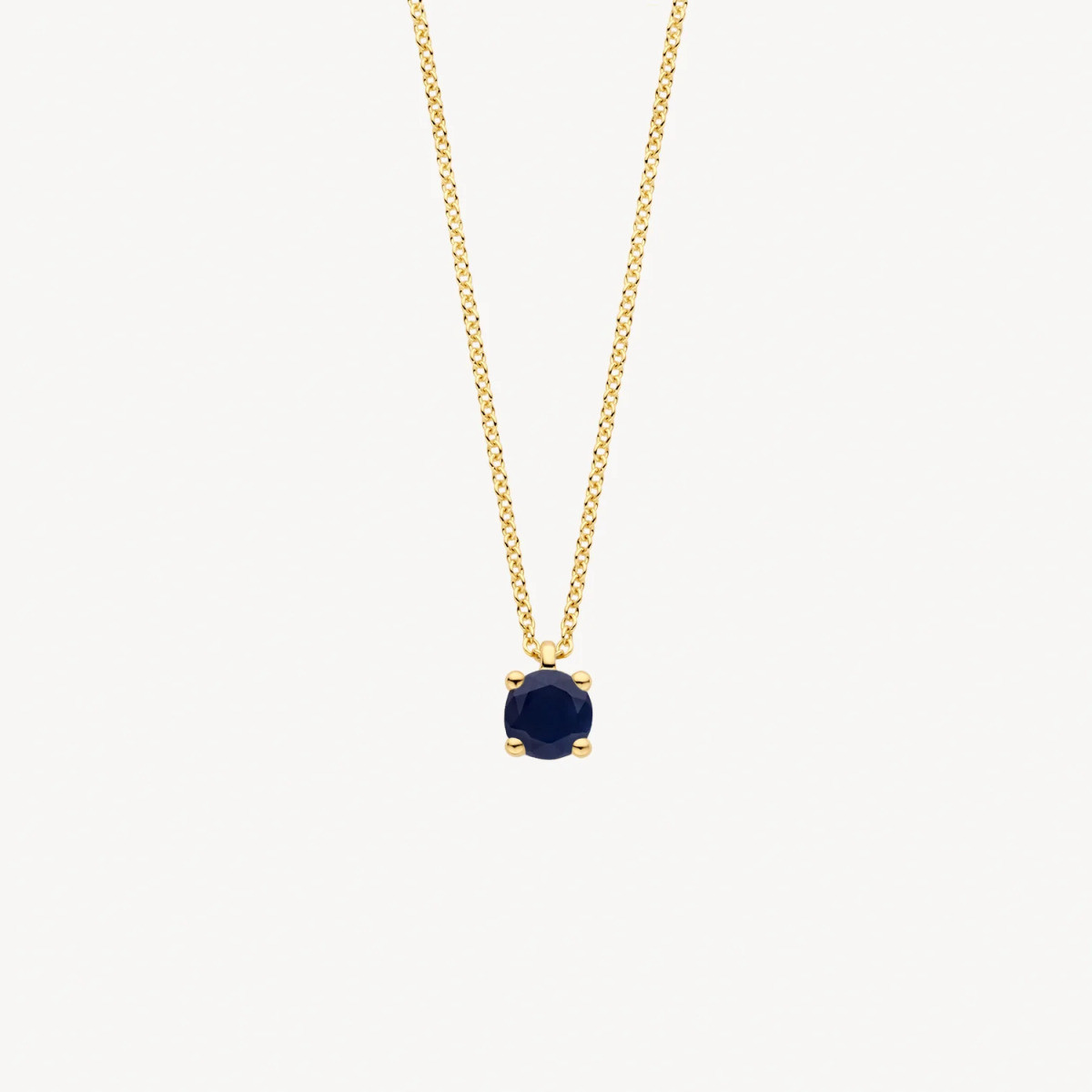 Blush 3200YBS gouden ketting met blauwe ronde saffier hanger 3.7 mm - Lengte 42 cm