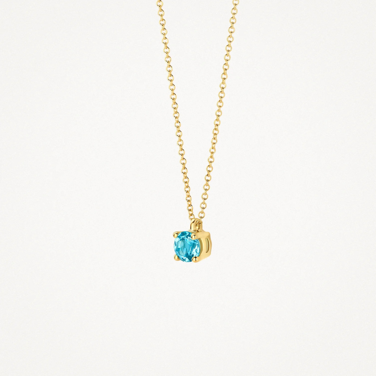 Blush 3200YBT gouden ketting met blauwe topaas hanger 3.7 mm - Lengte 42 cm