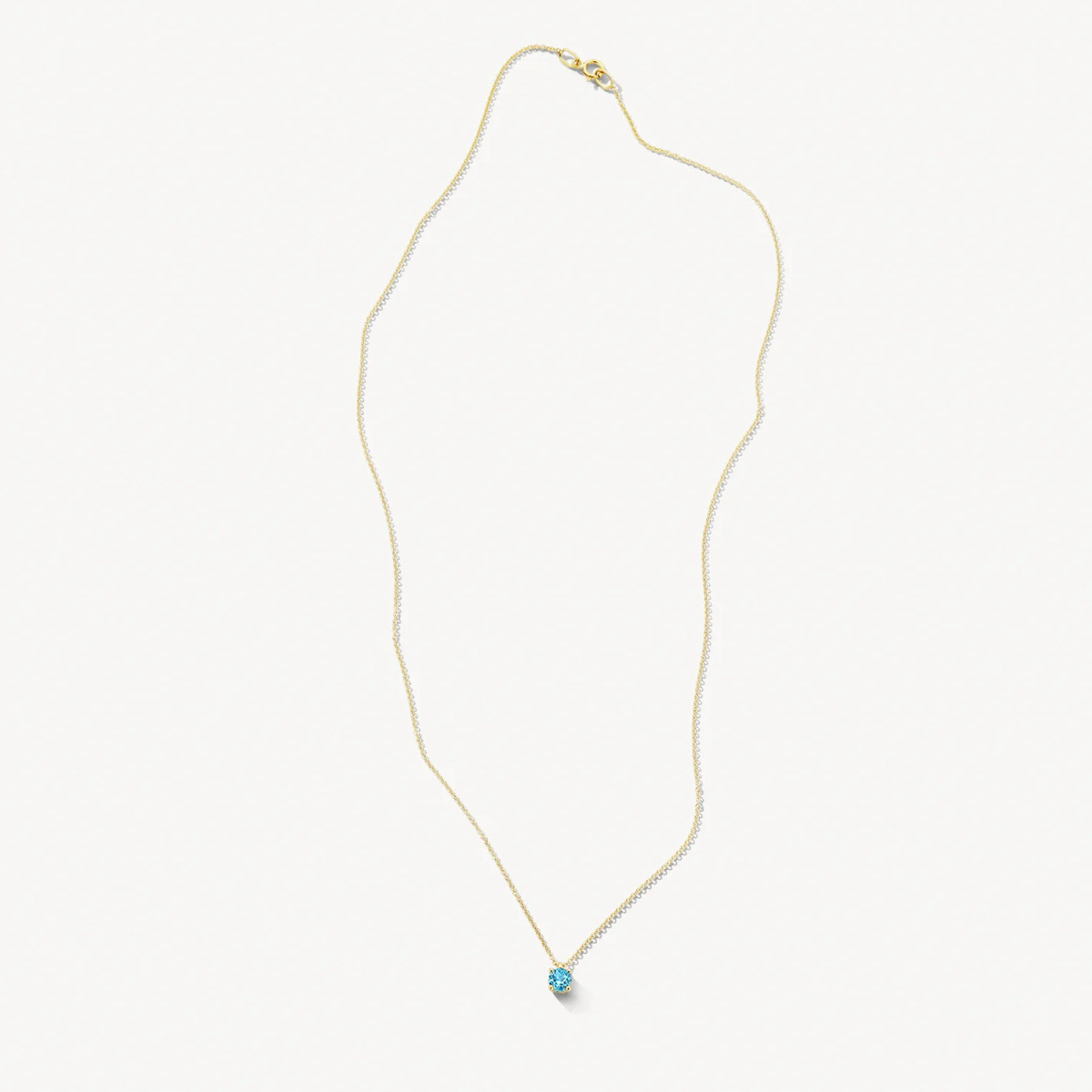 Blush 3200YBT gouden ketting met blauwe topaas hanger 3.7 mm - Lengte 42 cm