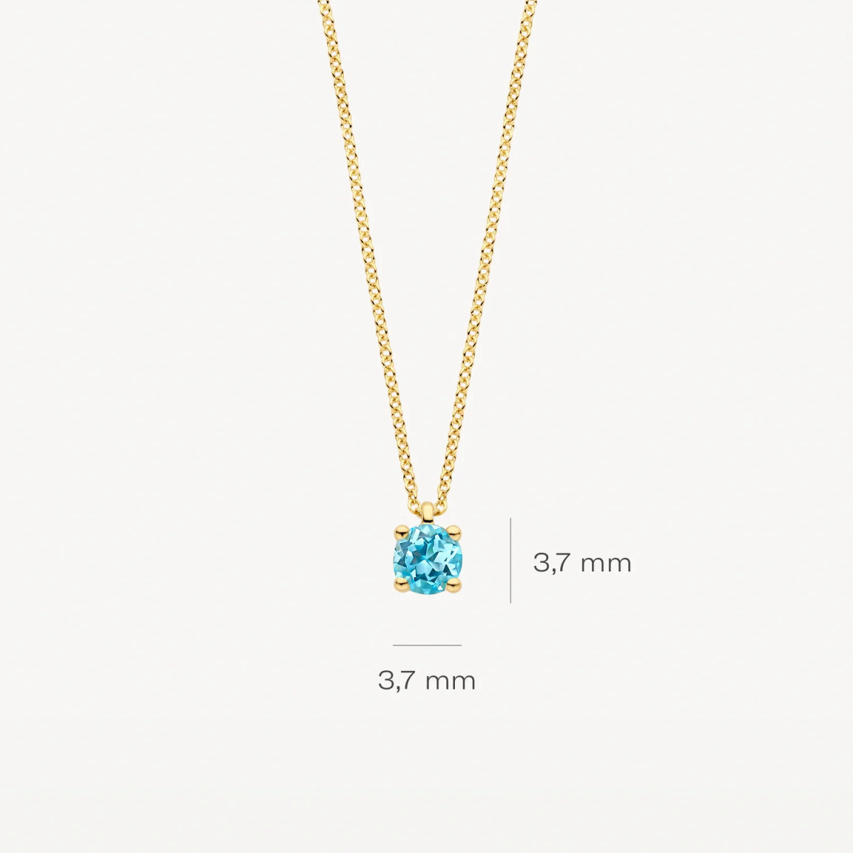 Blush 3200YBT gouden ketting met blauwe topaas hanger 3.7 mm - Lengte 42 cm