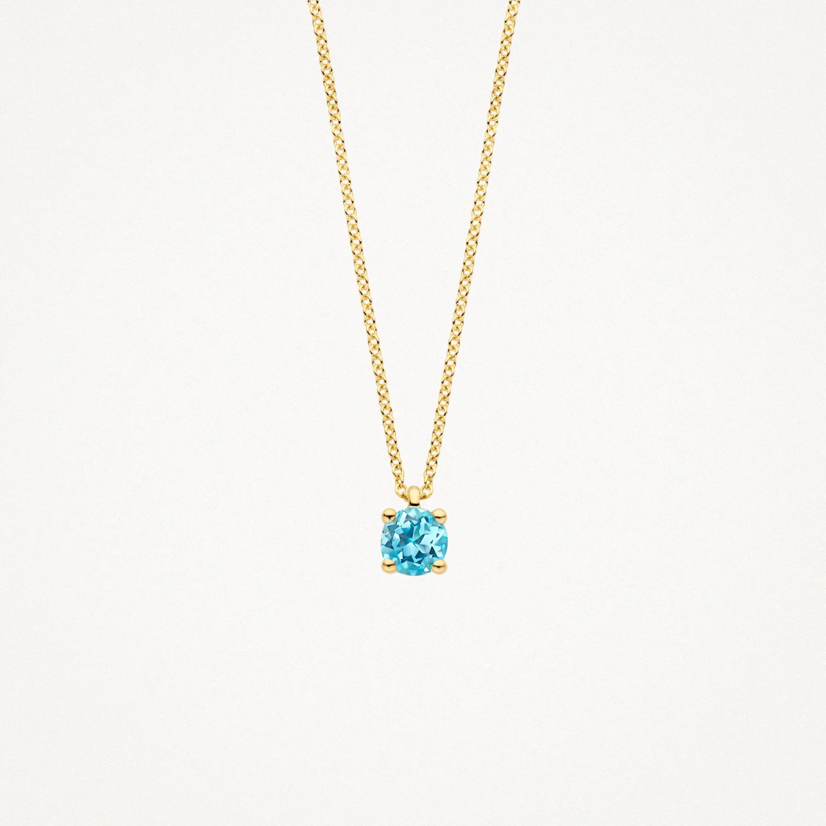 Blush 3200YBT gouden ketting met blauwe topaas hanger 3.7 mm - Lengte 42 cm