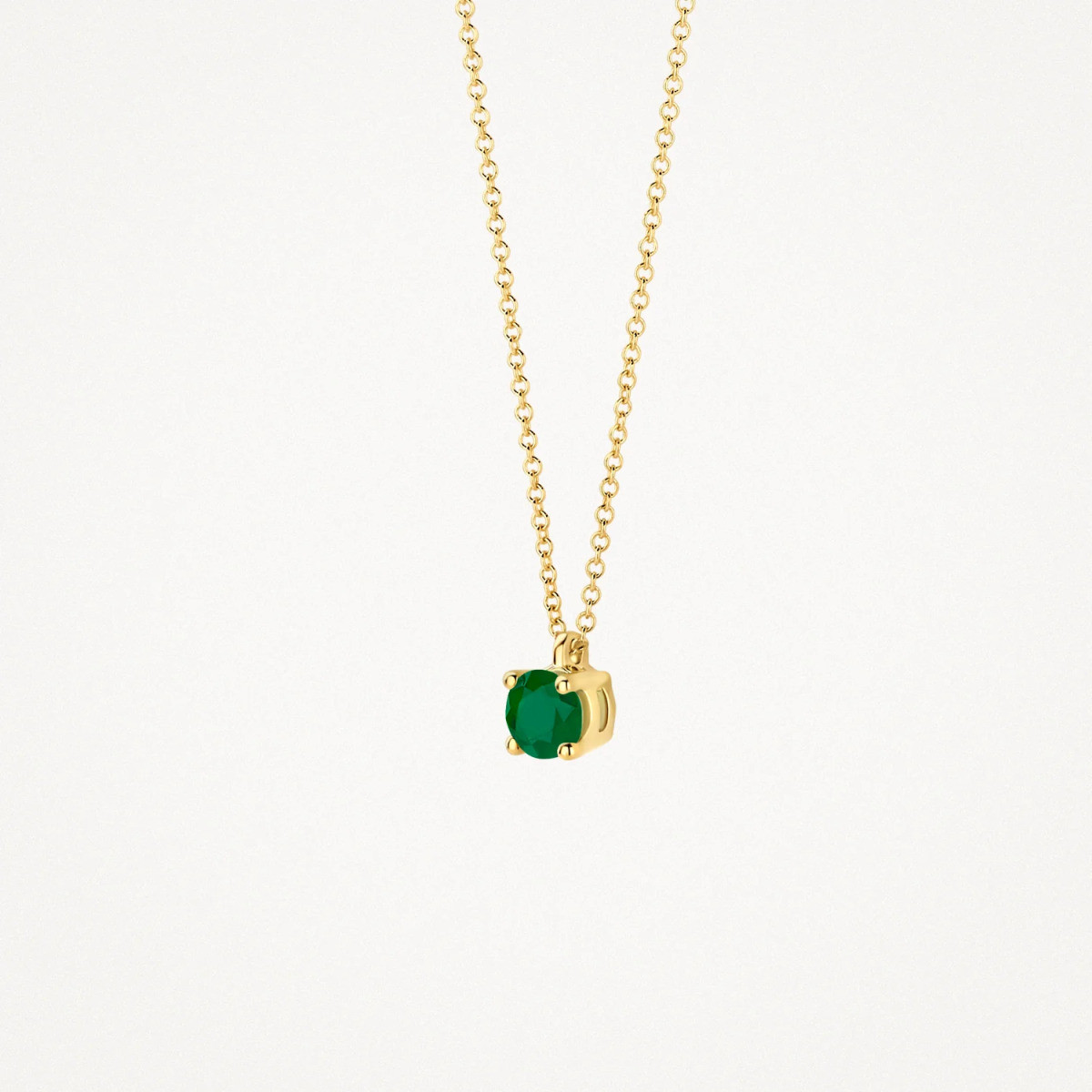 Blush 3200YEM gouden ketting met ronde smaragd hanger 3.7 mm - Lengte 42 cm