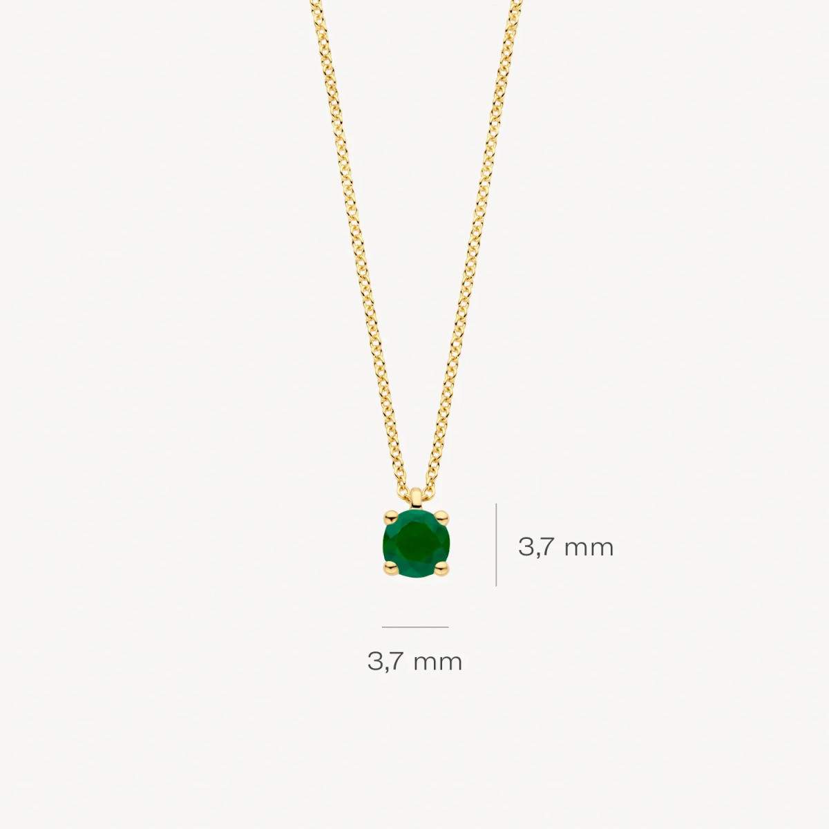Blush 3200YEM gouden ketting met ronde smaragd hanger 3.7 mm - Lengte 42 cm
