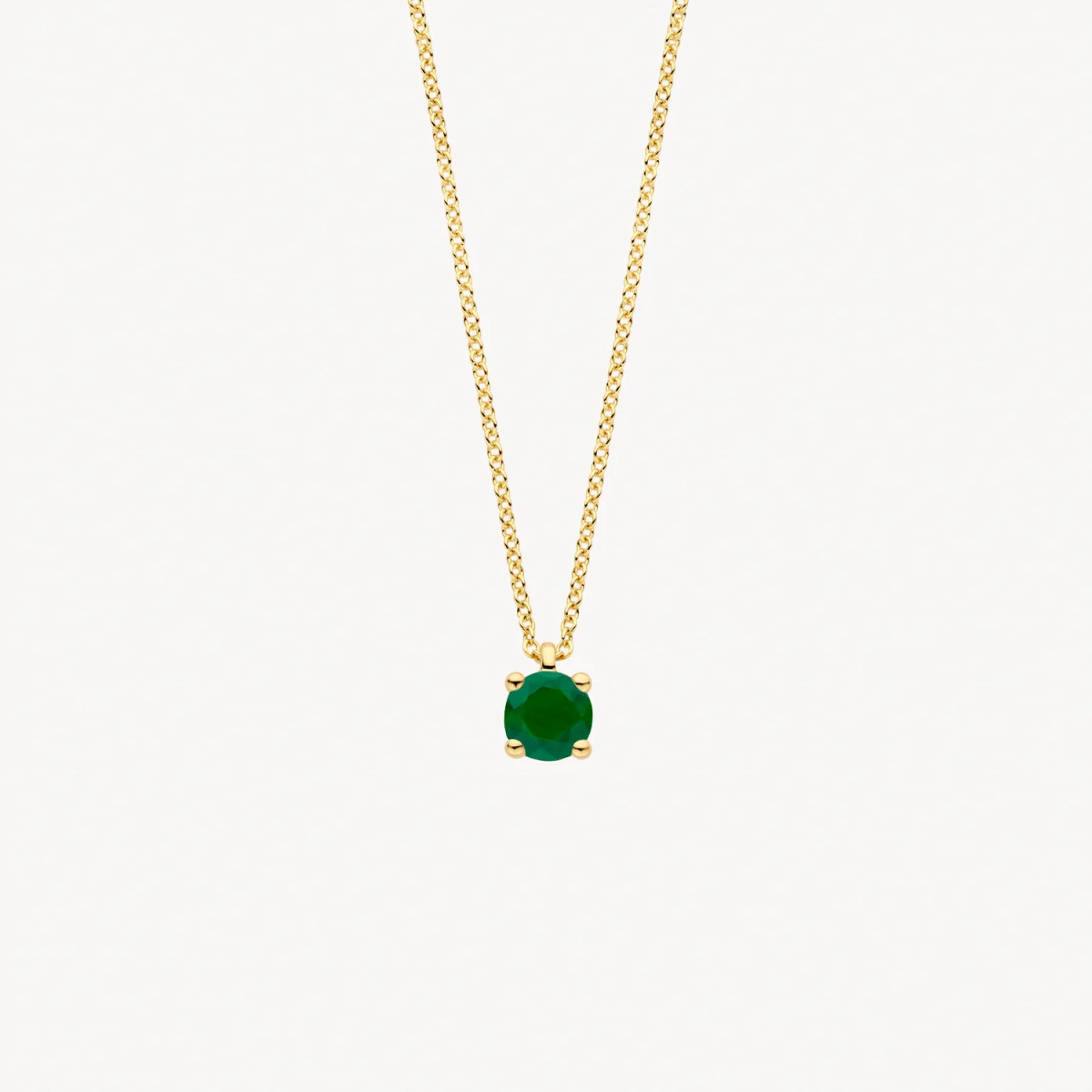 Blush 3200YEM gouden ketting met ronde smaragd hanger 3.7 mm - Lengte 42 cm