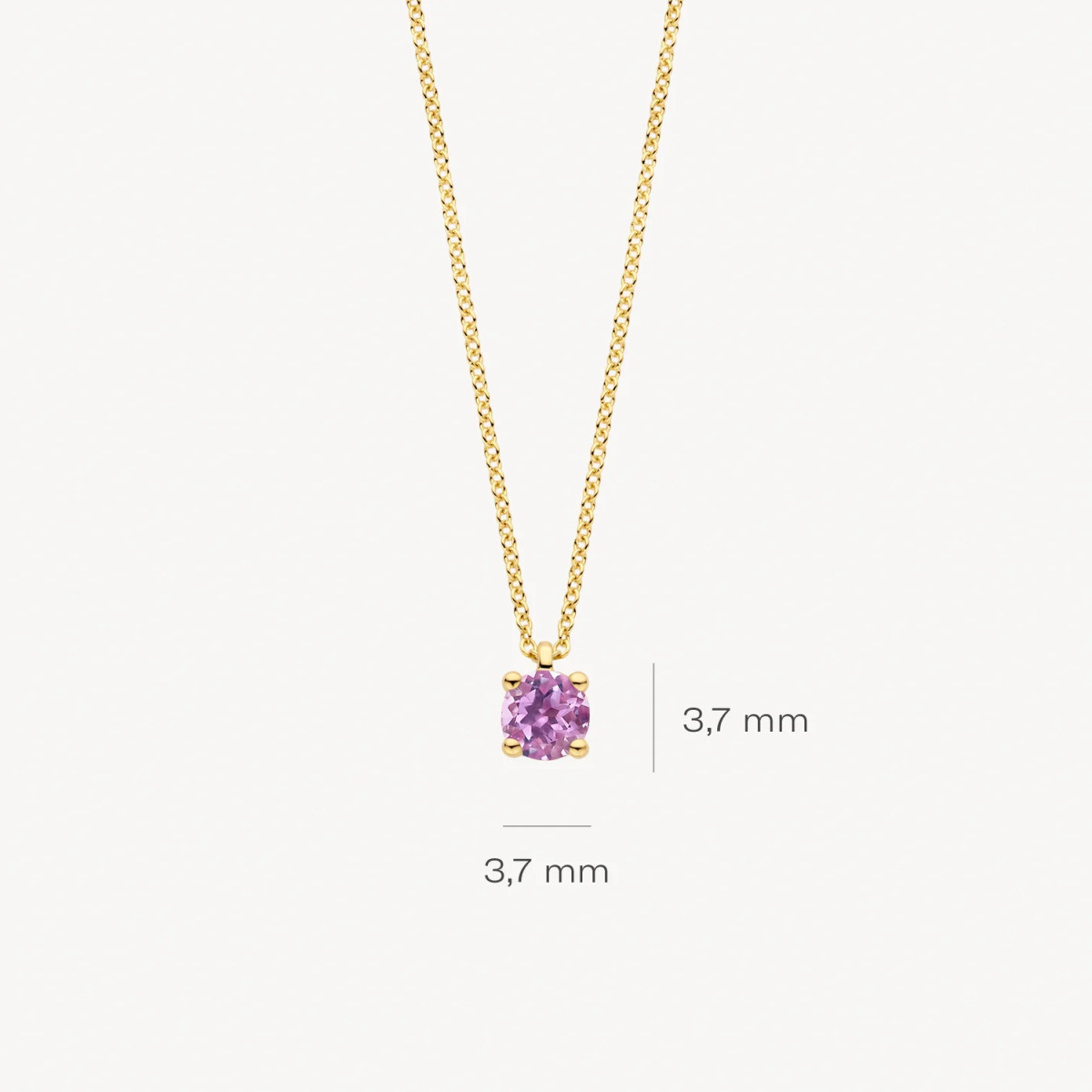 Blush 3200YPA gouden ketting met ronde hanger amethist 3.7 mm - Lengte 42 cm