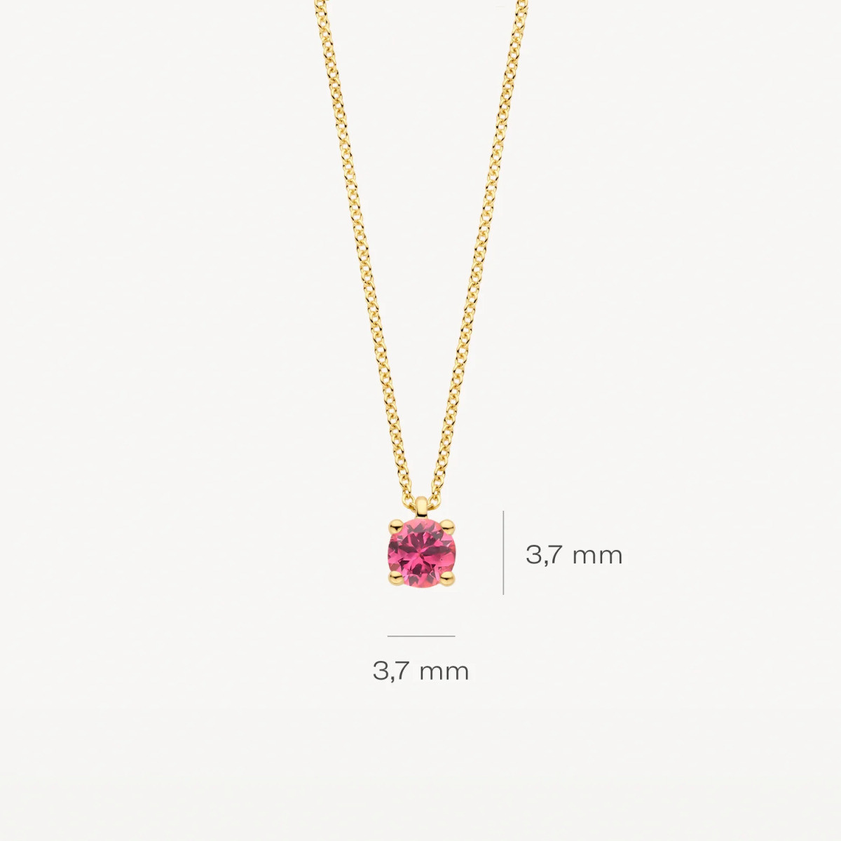 Blush 3200YPT gouden ketting met ronde toermalijn hanger 3.7 mm - Lengte 42 cm
