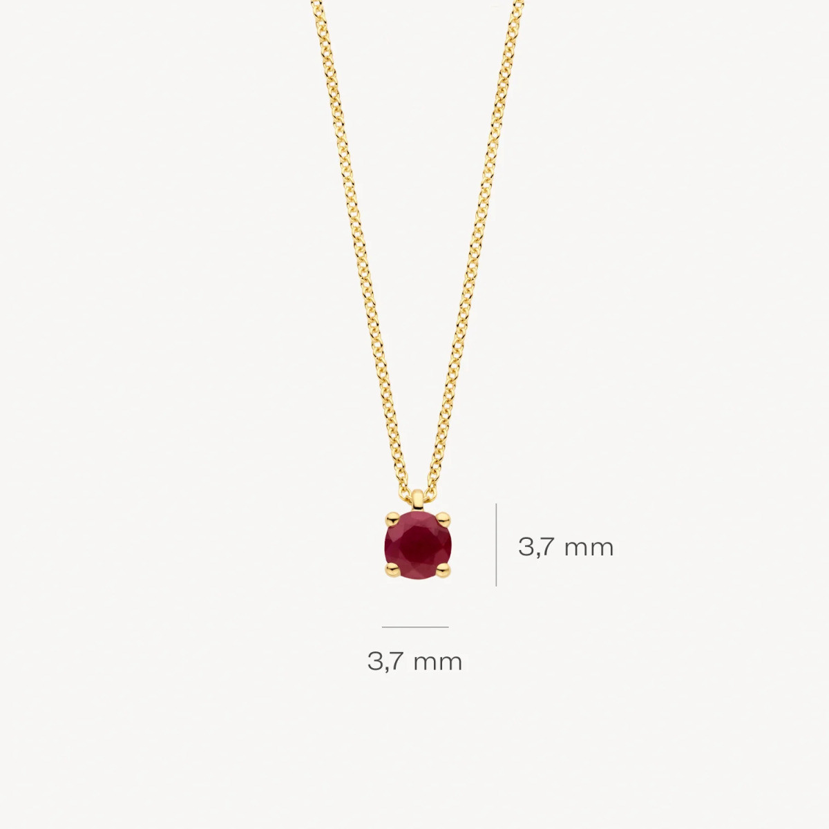 Blush 3200YRU gouden ketting met rode robijn hanger 3.7 mm - Lengte 42 cm