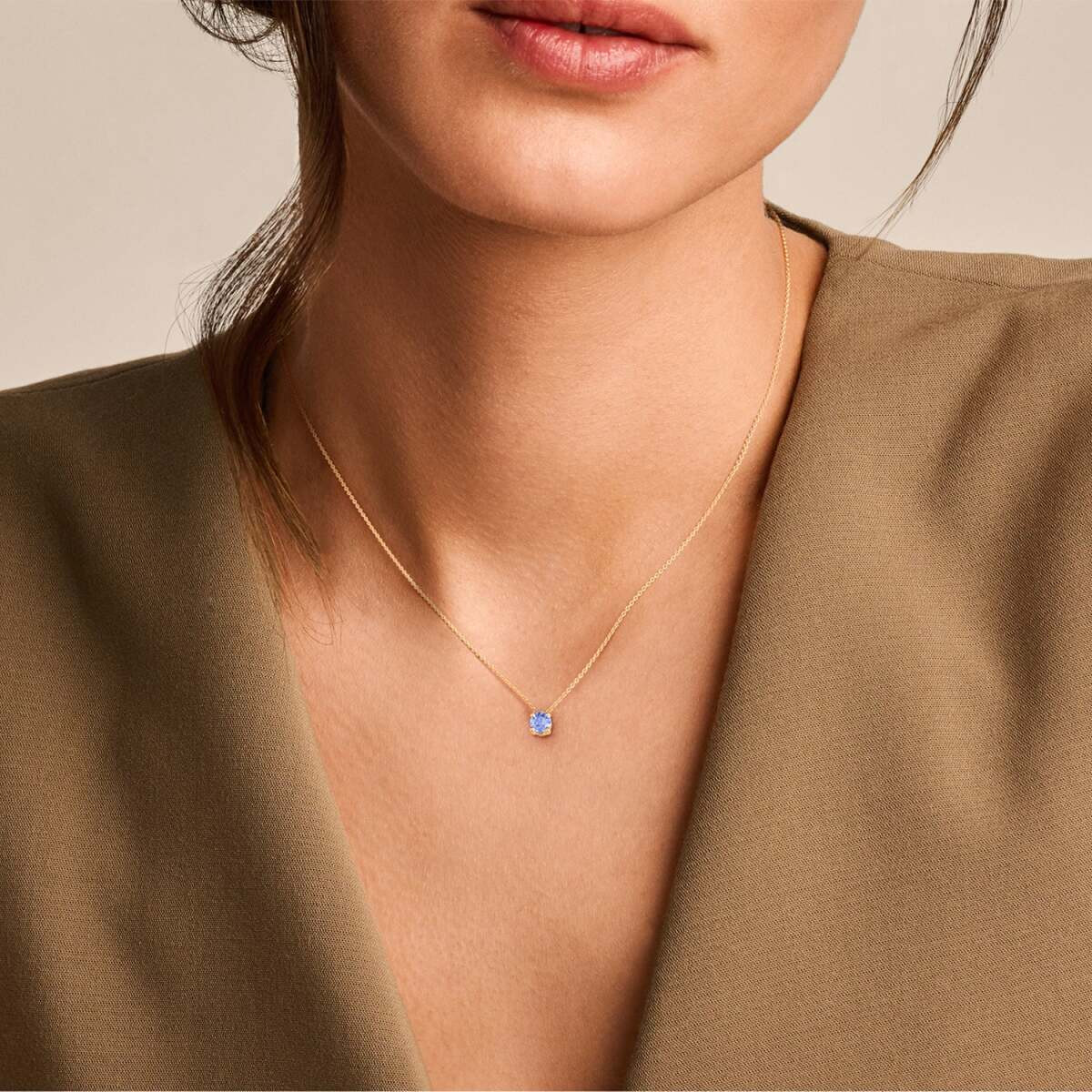 Blush 3200YTZ gouden ketting met ronde blauwe tanzaniet hanger 3.7 mm - Lengte 42 cm