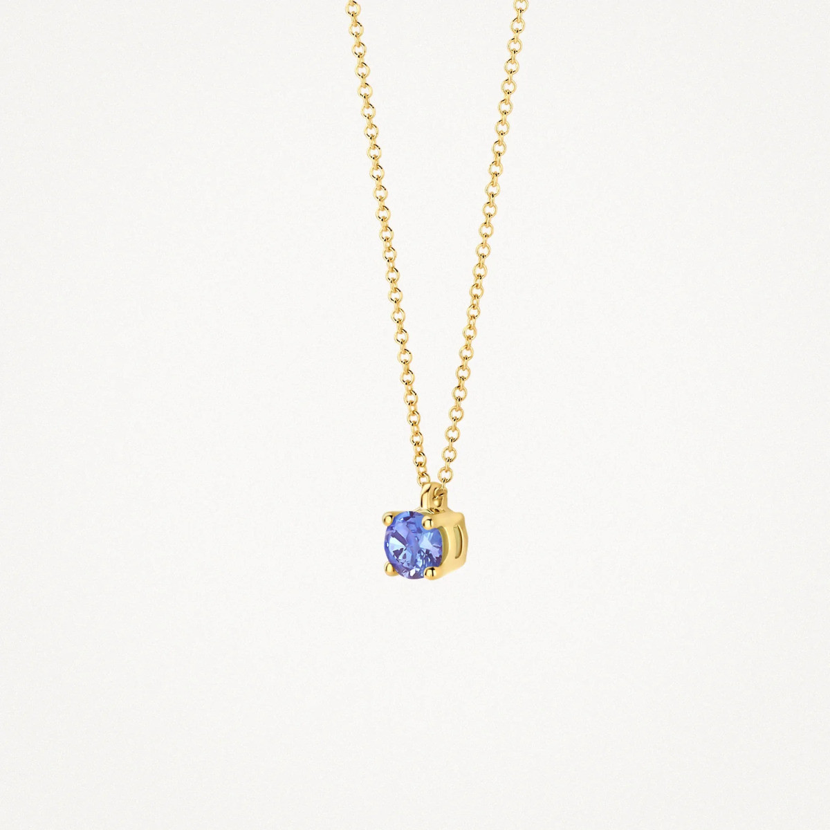 Blush 3200YTZ gouden ketting met ronde blauwe tanzaniet hanger 3.7 mm - Lengte 42 cm