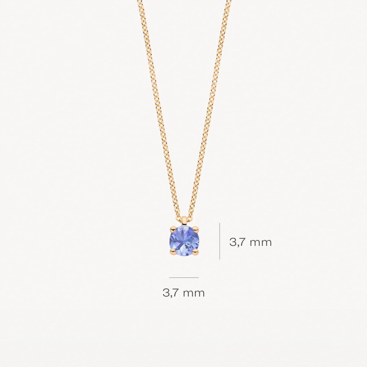 Blush 3200YTZ gouden ketting met ronde blauwe tanzaniet hanger 3.7 mm - Lengte 42 cm