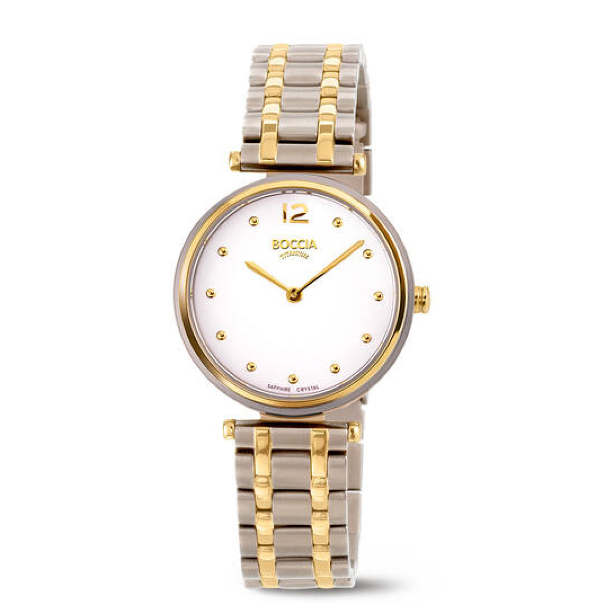 Boccia Titanium 3349-03 Dameshorloge Bicolor Titanium met witte wijzerplaat - Diameter 30 mm