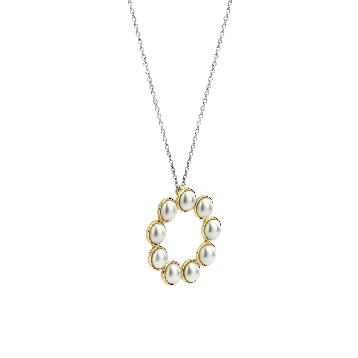 TI SENTO 34008YP/42 ketting met gold plated parelhanger - Lengte 38, 40, 42, 45, 48 cm