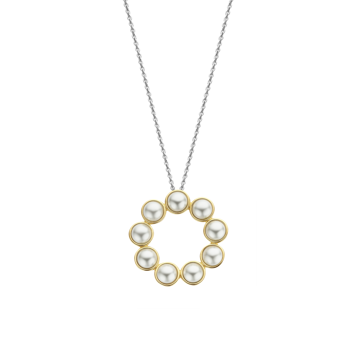 TI SENTO 34008YP/42 ketting met gold plated parelhanger - Lengte 38, 40, 42, 45, 48 cm