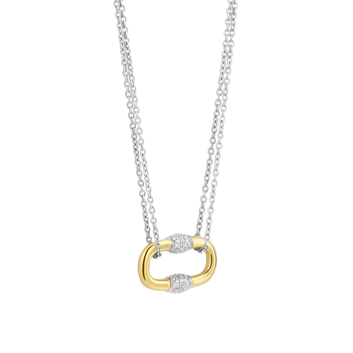 TI SENTO 34029ZY/42 dubbele zilveren ketting met gold plated hanger - Lengte 38, 40, 42, 45, 48 cm