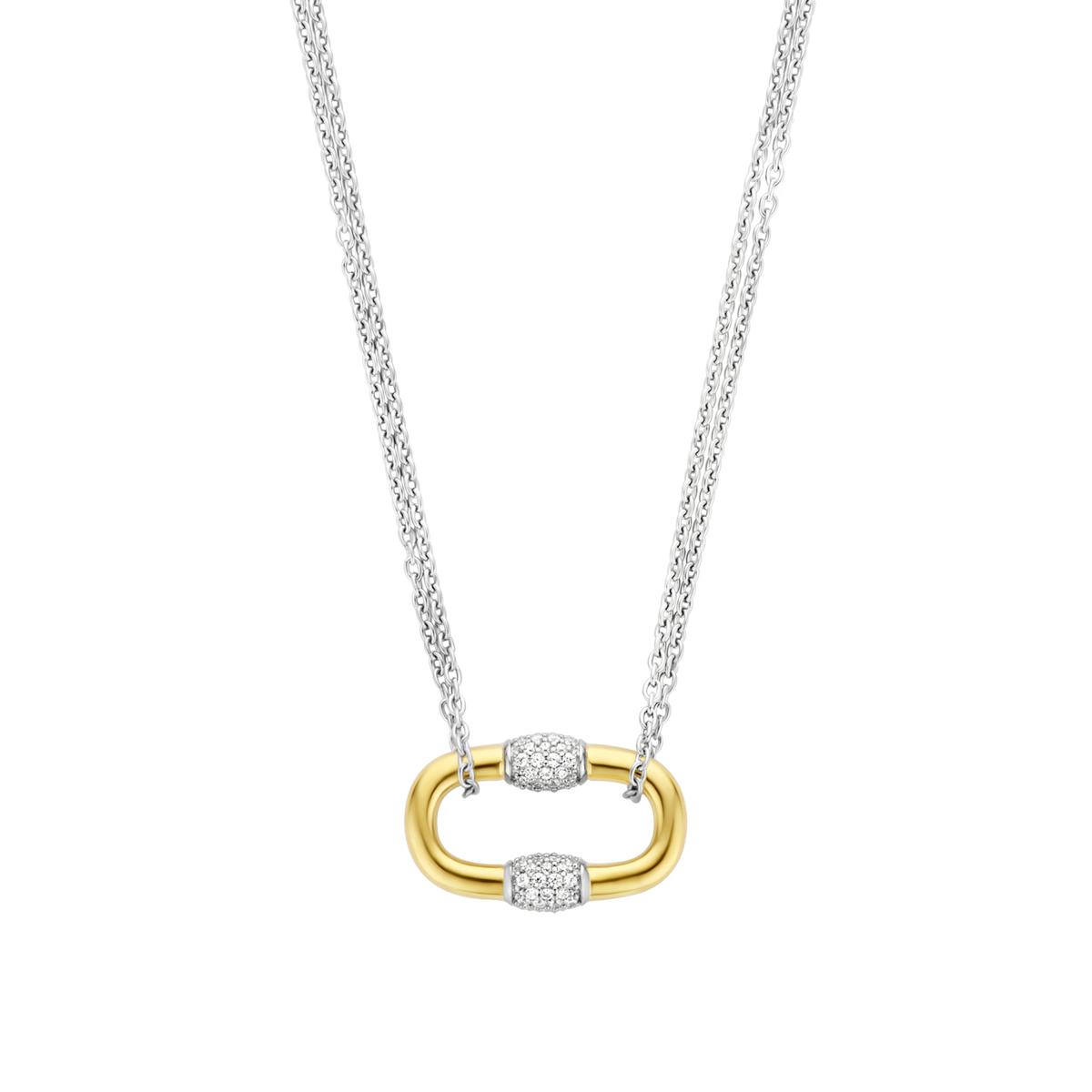 TI SENTO 34029ZY/42 dubbele zilveren ketting met gold plated hanger - Lengte 38, 40, 42, 45, 48 cm
