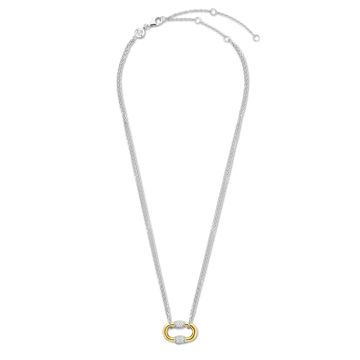 TI SENTO 34029ZY/42 dubbele zilveren ketting met gold plated hanger - Lengte 38, 40, 42, 45, 48 cm