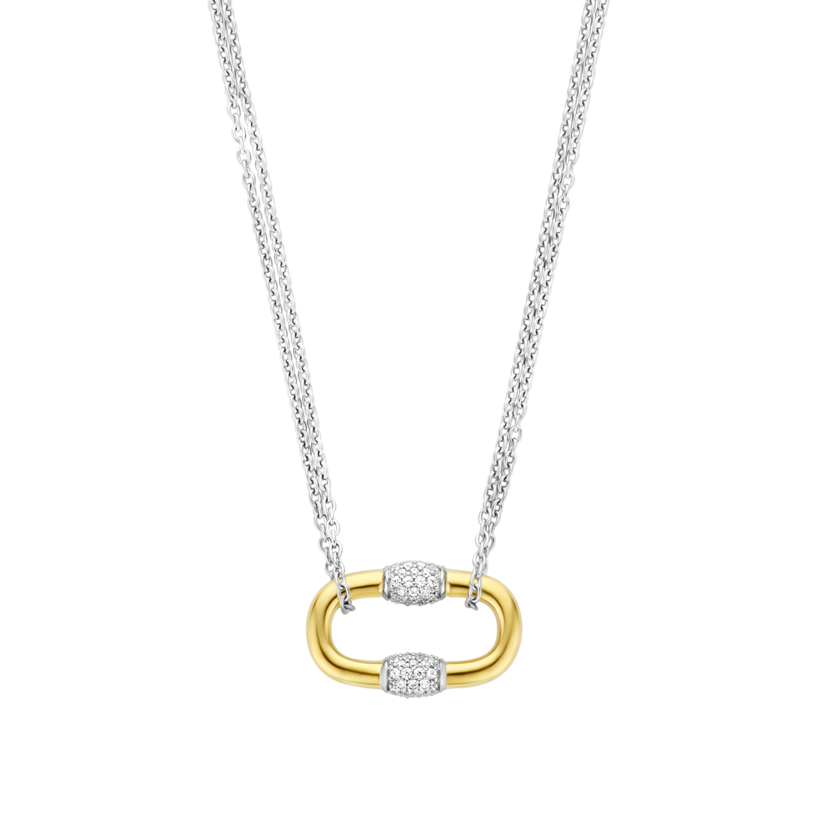 TI SENTO 34029ZY/42 dubbele zilveren ketting met gold plated hanger - Lengte 38, 40, 42, 45, 48 cm