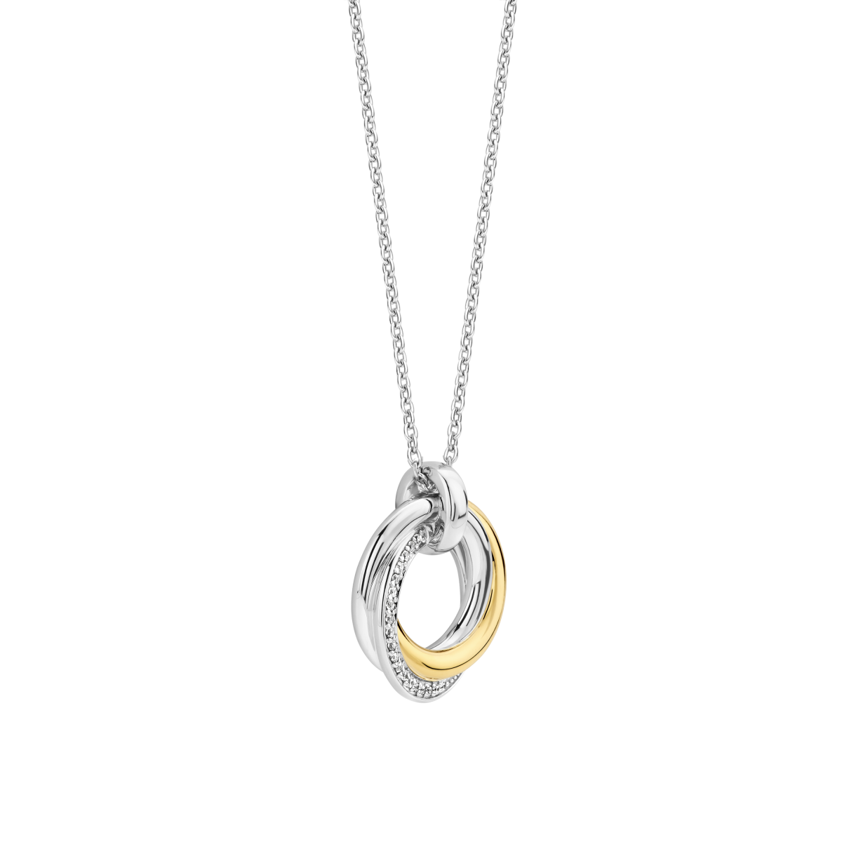 TI SENTO 34055ZY/42 collier met ronde zilveren en gold plated hanger - Lengte 38, 40, 42, 45, 48 cm