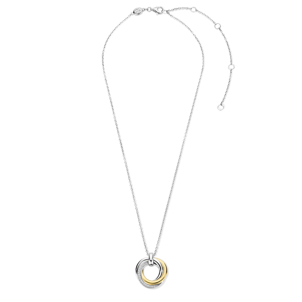 TI SENTO 34055ZY/42 collier met ronde zilveren en gold plated hanger - Lengte 38, 40, 42, 45, 48 cm