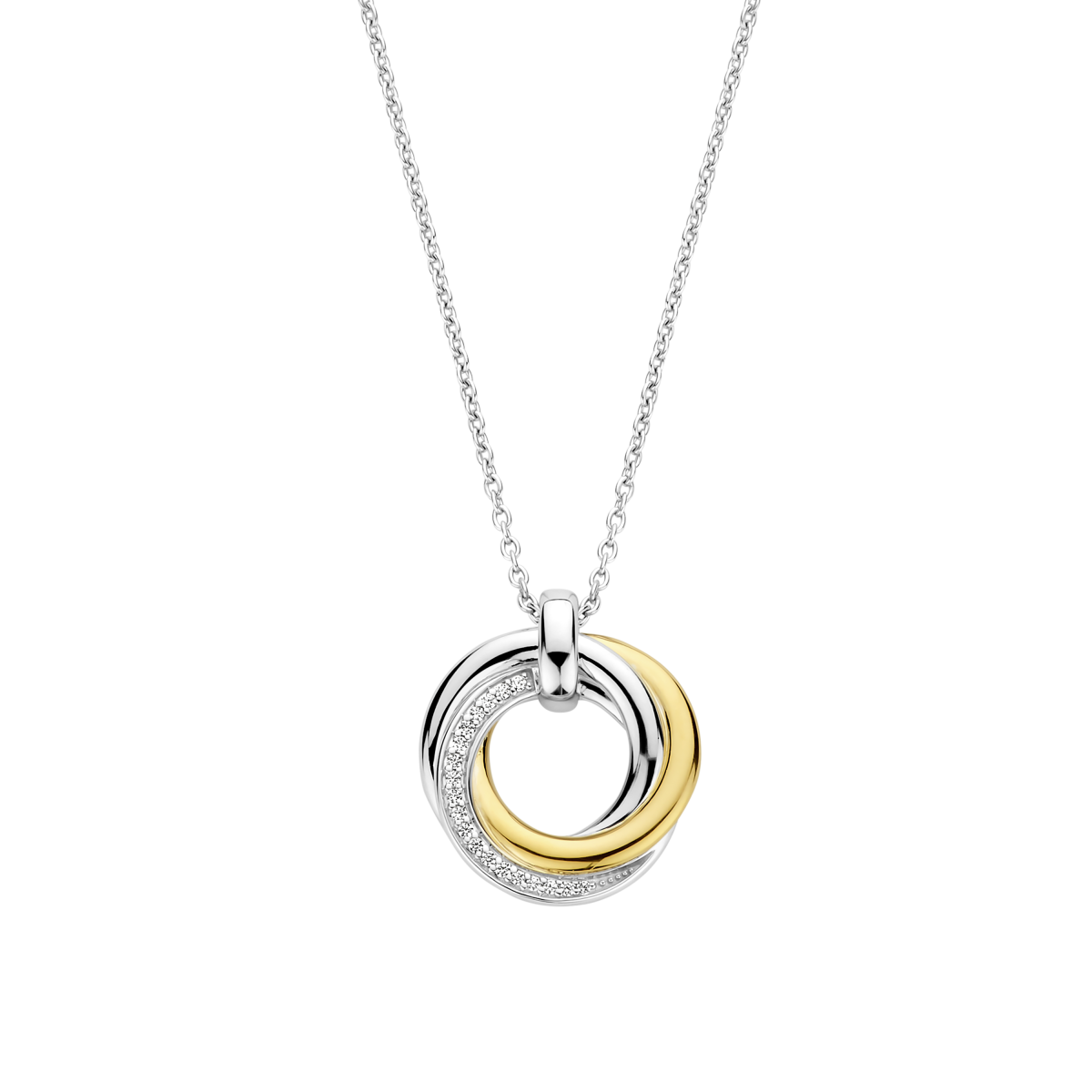 TI SENTO 34055ZY/42 collier met ronde zilveren en gold plated hanger - Lengte 38, 40, 42, 45, 48 cm