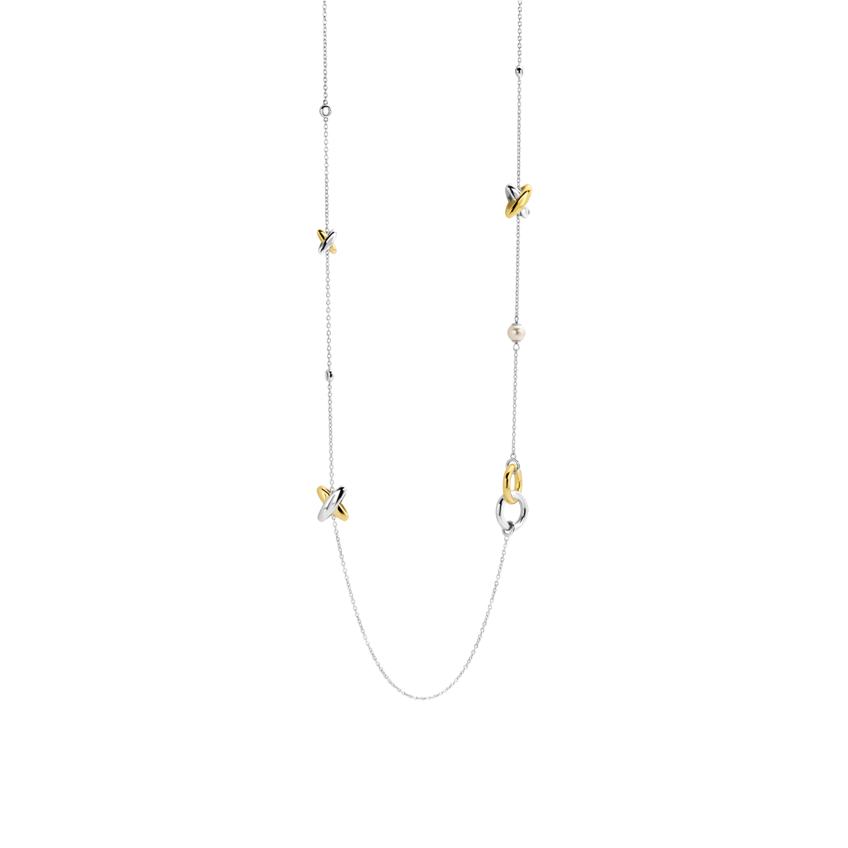 TI SENTO 34061ZY/80 zilveren ketting met assymetrische hangers - Lengte 80 cm