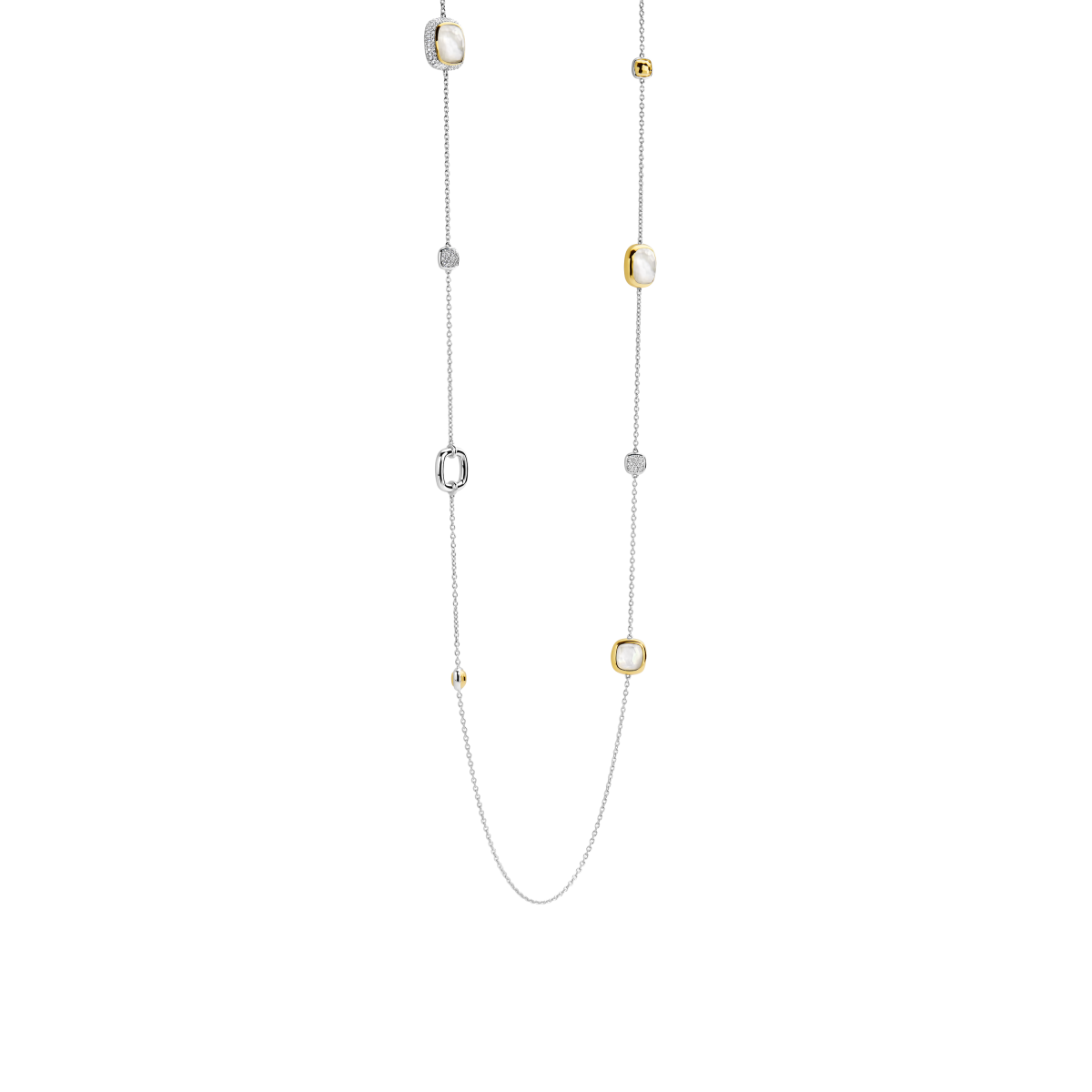 TI SENTO 34066MW/80 zilveren ketting met vierkante en ronde hangers - Lengte 80 cm