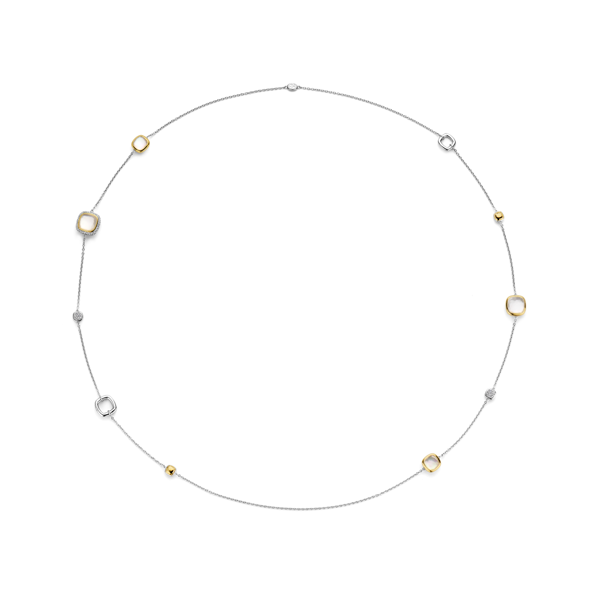 TI SENTO 34066MW/80 zilveren ketting met vierkante en ronde hangers - Lengte 80 cm