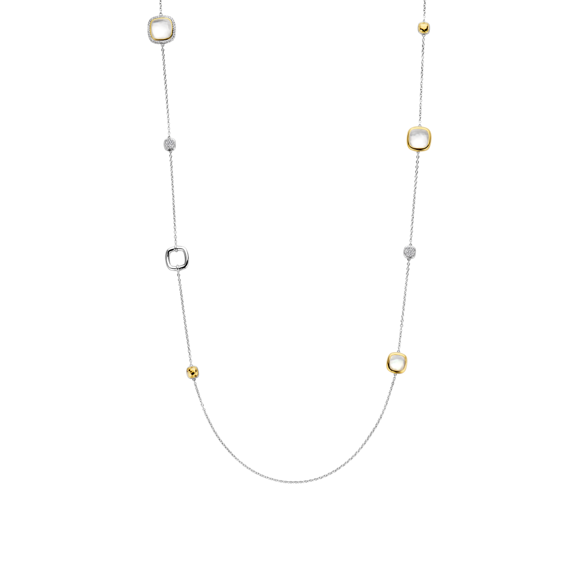 TI SENTO 34066MW/80 zilveren ketting met vierkante en ronde hangers - Lengte 80 cm