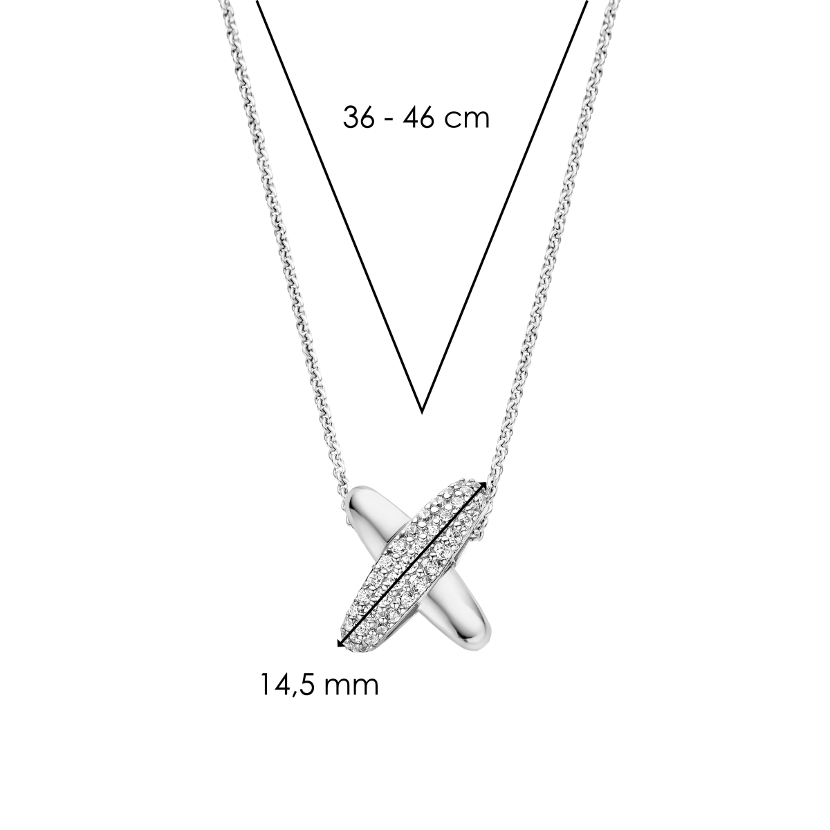 TI SENTO 34003ZI/42 ketting met zirkonia - Lengte 42 cm