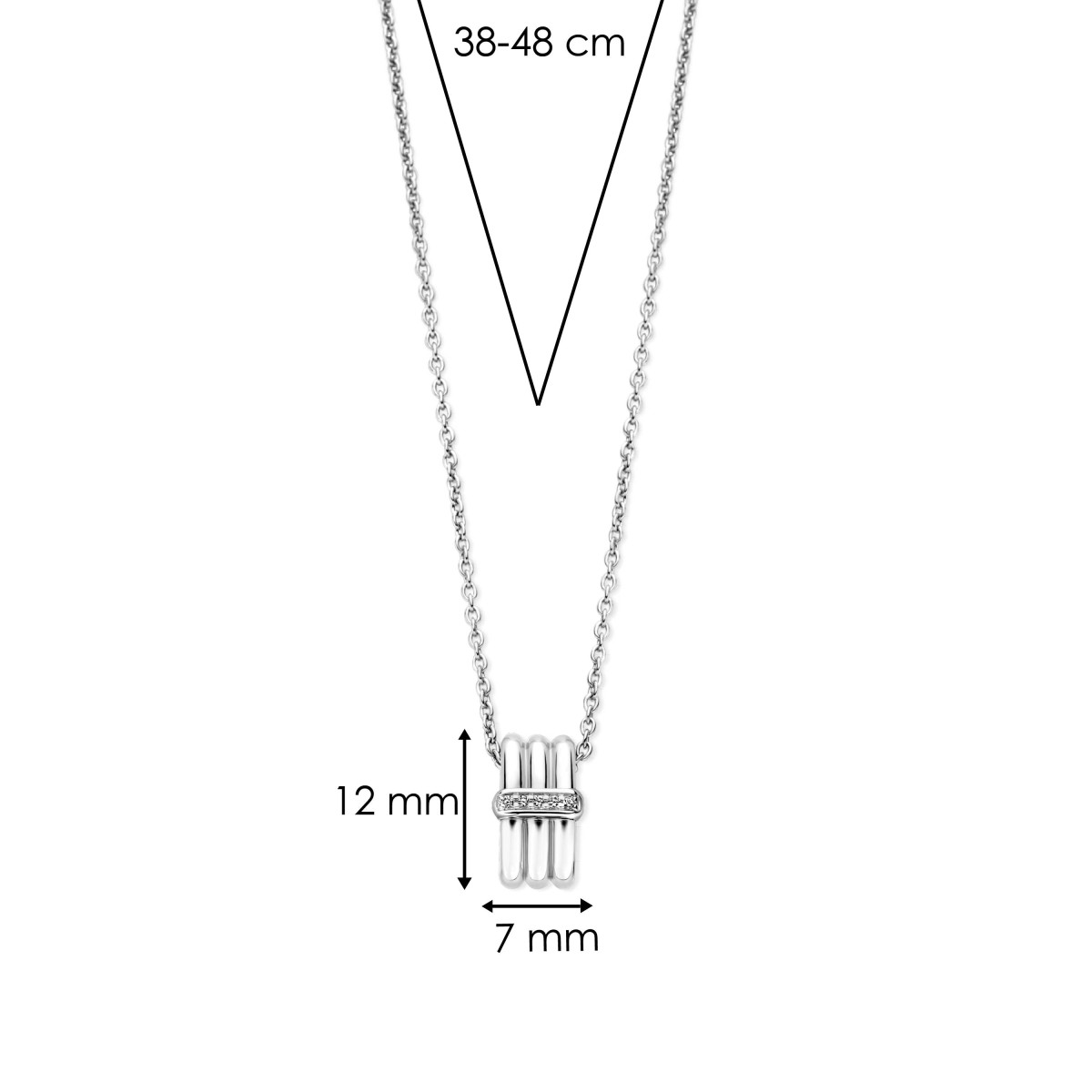 TI SENTO 34057ZI/42 ketting van zilver met zirkonia hanger - Lengte 38, 40, 42, 45, 48 cm