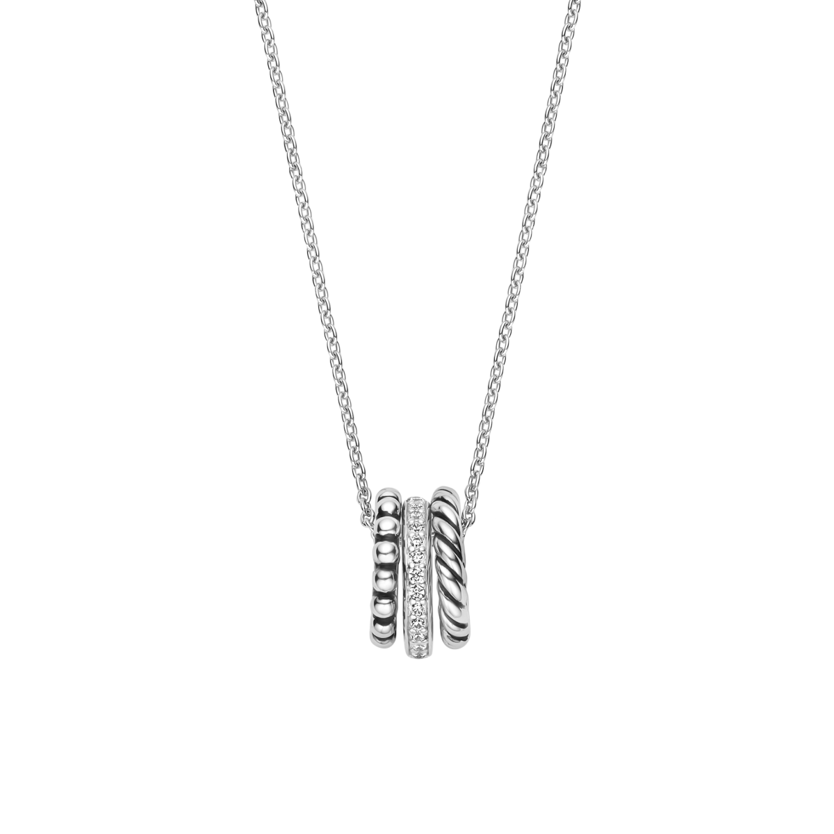 TI SENTO Milano 34058ZI/42 collier met drie zilveren hangers - Lengte 38, 40, 42, 45, 48 cm