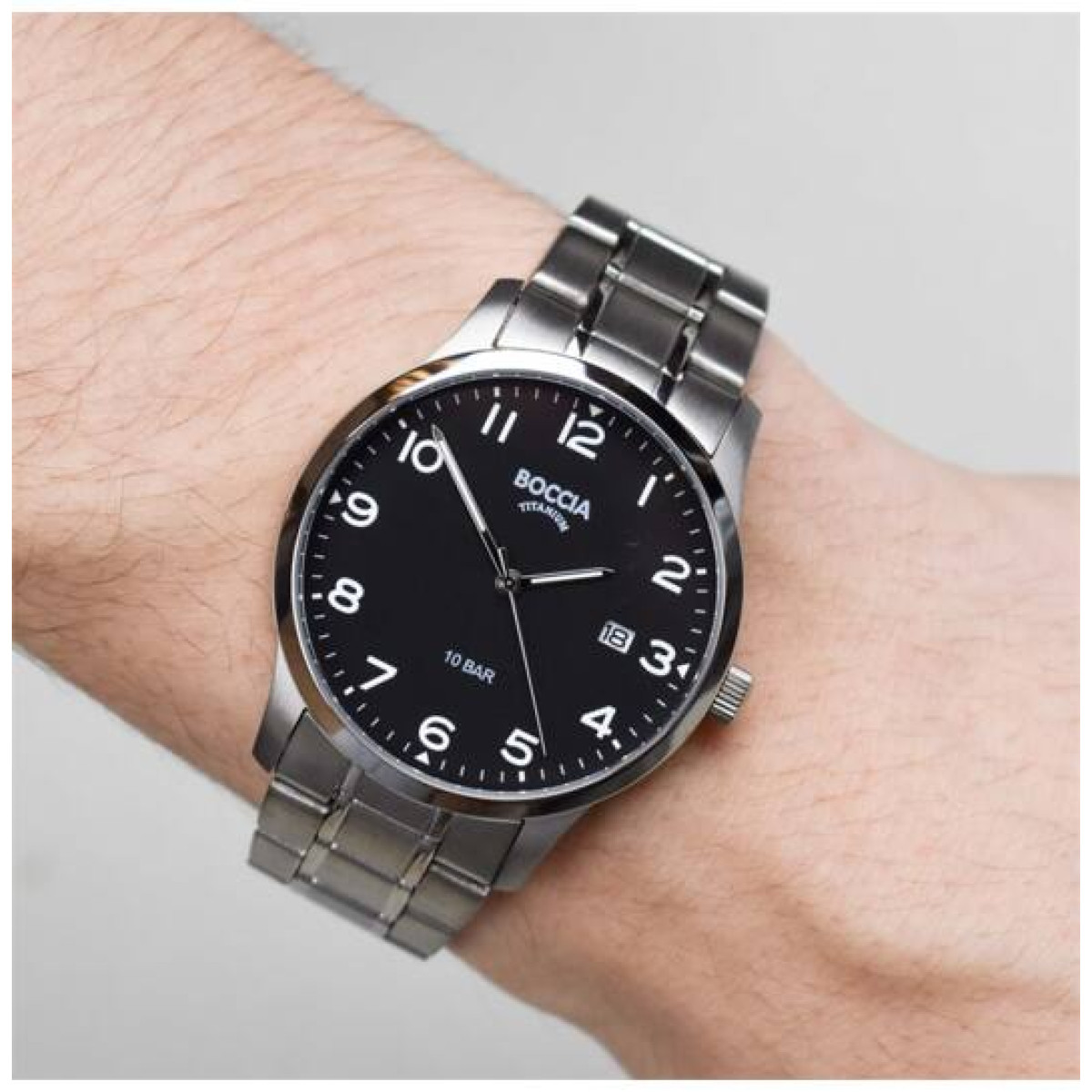 Boccia Titanium 3621-01 Heren Horloge Titanium met Zwarte Wijzerplaat - Diameter 40 mm