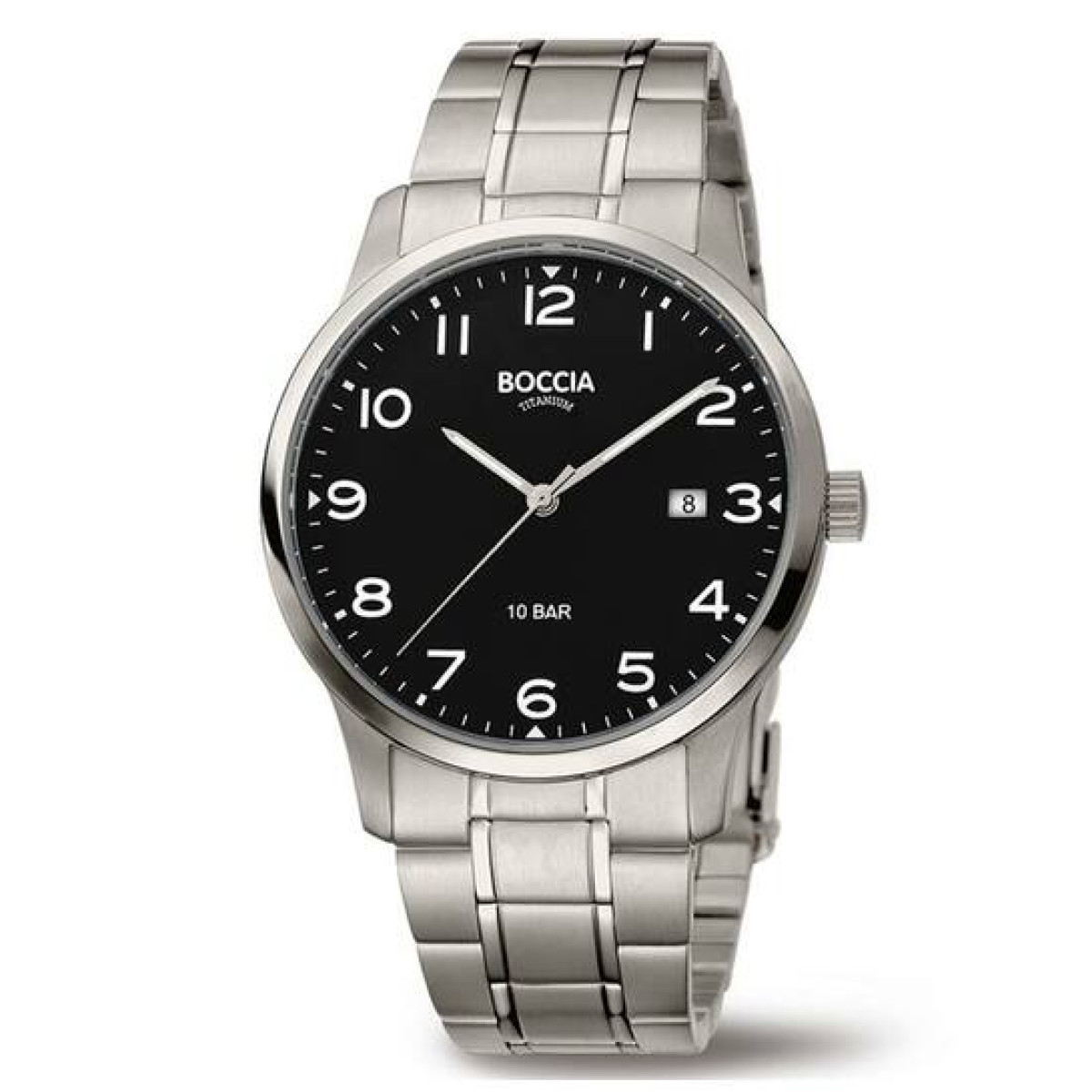 Boccia Titanium 3621-01 Heren Horloge Titanium met Zwarte Wijzerplaat - Diameter 40 mm