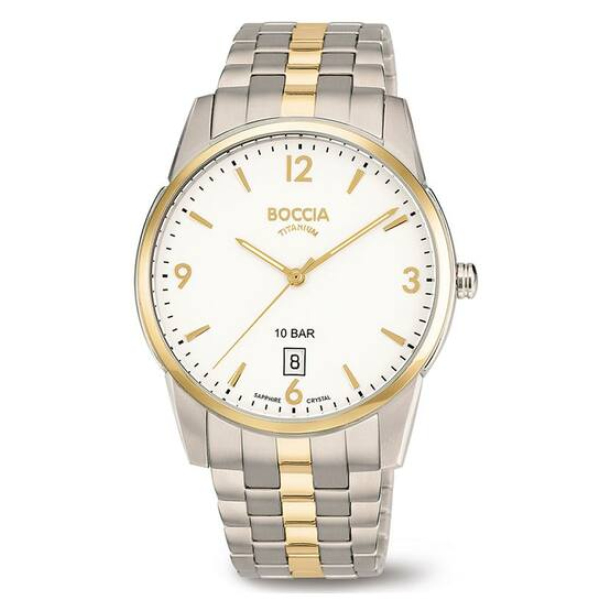 Boccia Titanium 3631-02 Heren Horloge - Titanium Schakelband met Zwarte Wijzerplaat - Ø 38 mm