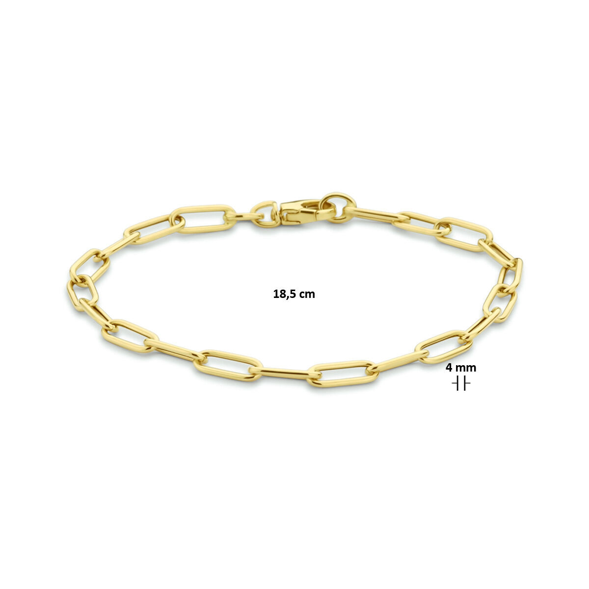 Gouden paperclip armband ronde buis 18.5 cm