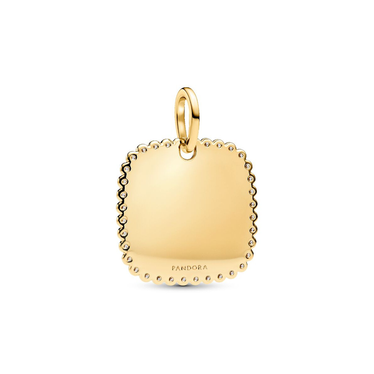 Pandora Moments 364009C01 gold plated hangende bedel met vierkant en zirkonia - personaliseerbaar