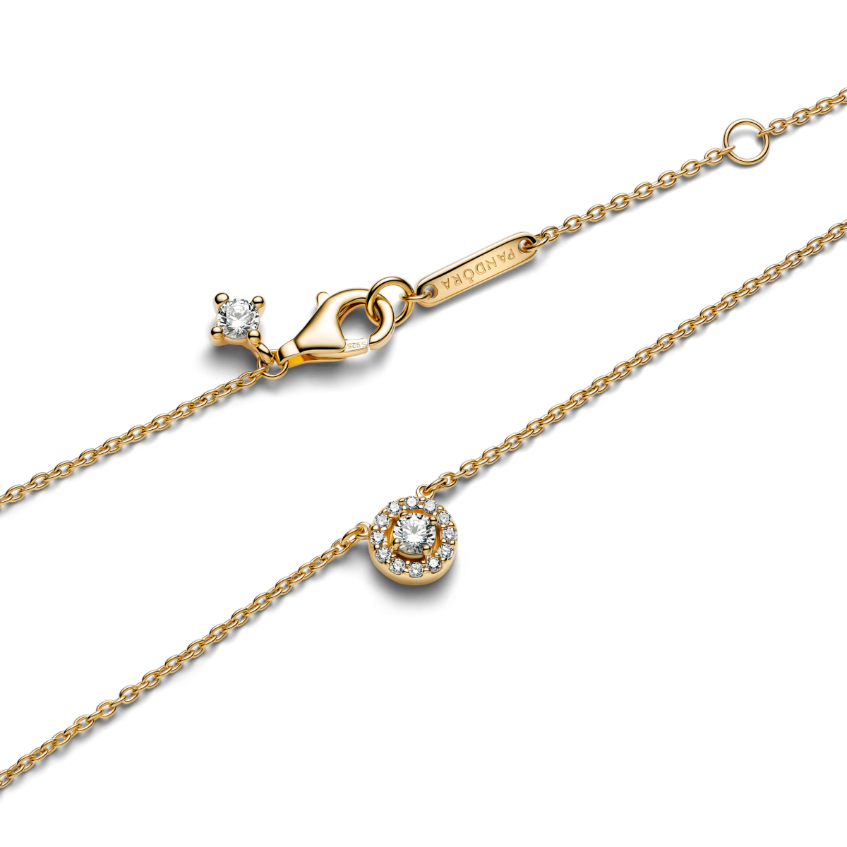 Pandora Timeless 363548C01-45 ronde halo ketting gold plated