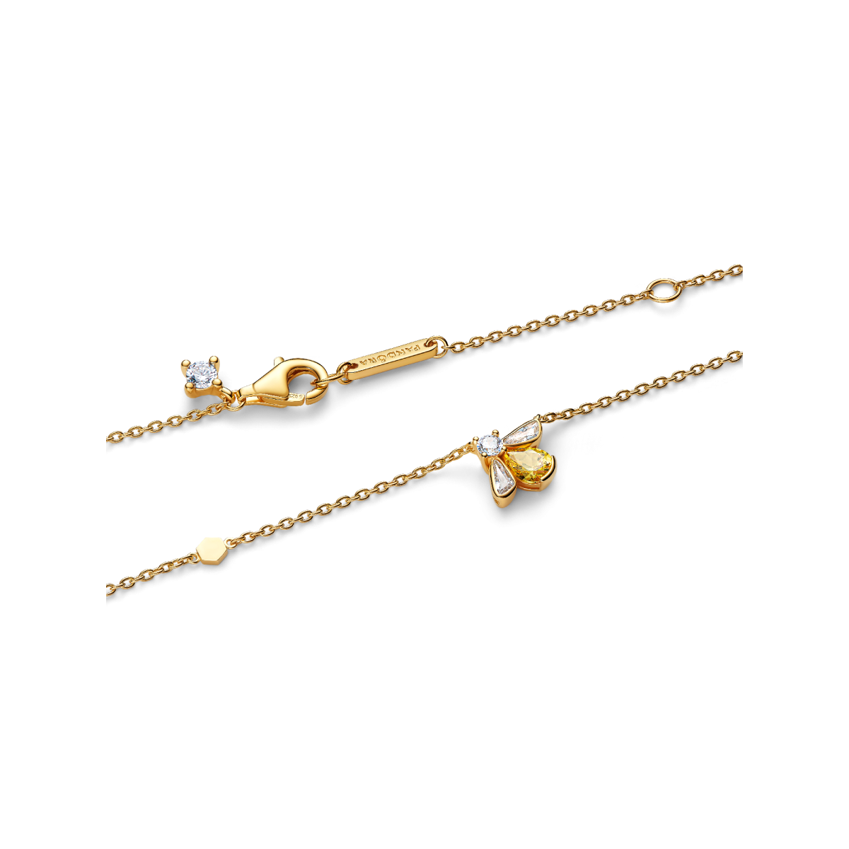 Pandora Timeless 364560C01-45 gold plated ketting met bij van zirkonia - Lengte 45 cm