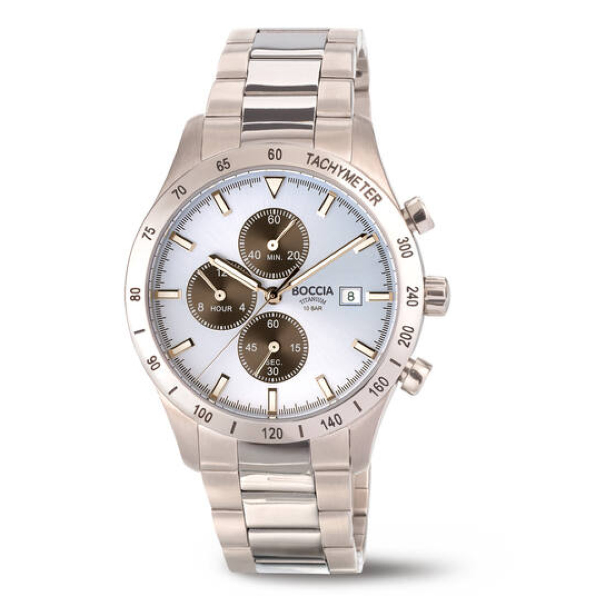 Boccia Titanium 3739-01 Herenhorloge Titanium met blauwe wijzerplaat en datumfunctie - Diameter 40 mm