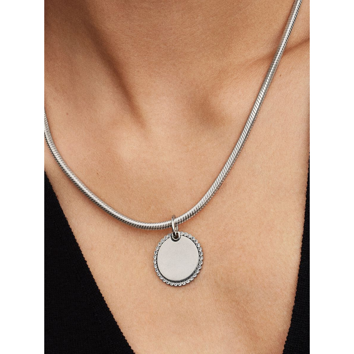 Pandora Moments 394007C01 zilveren hangende bedel rond met zirkonia - personaliseebaar