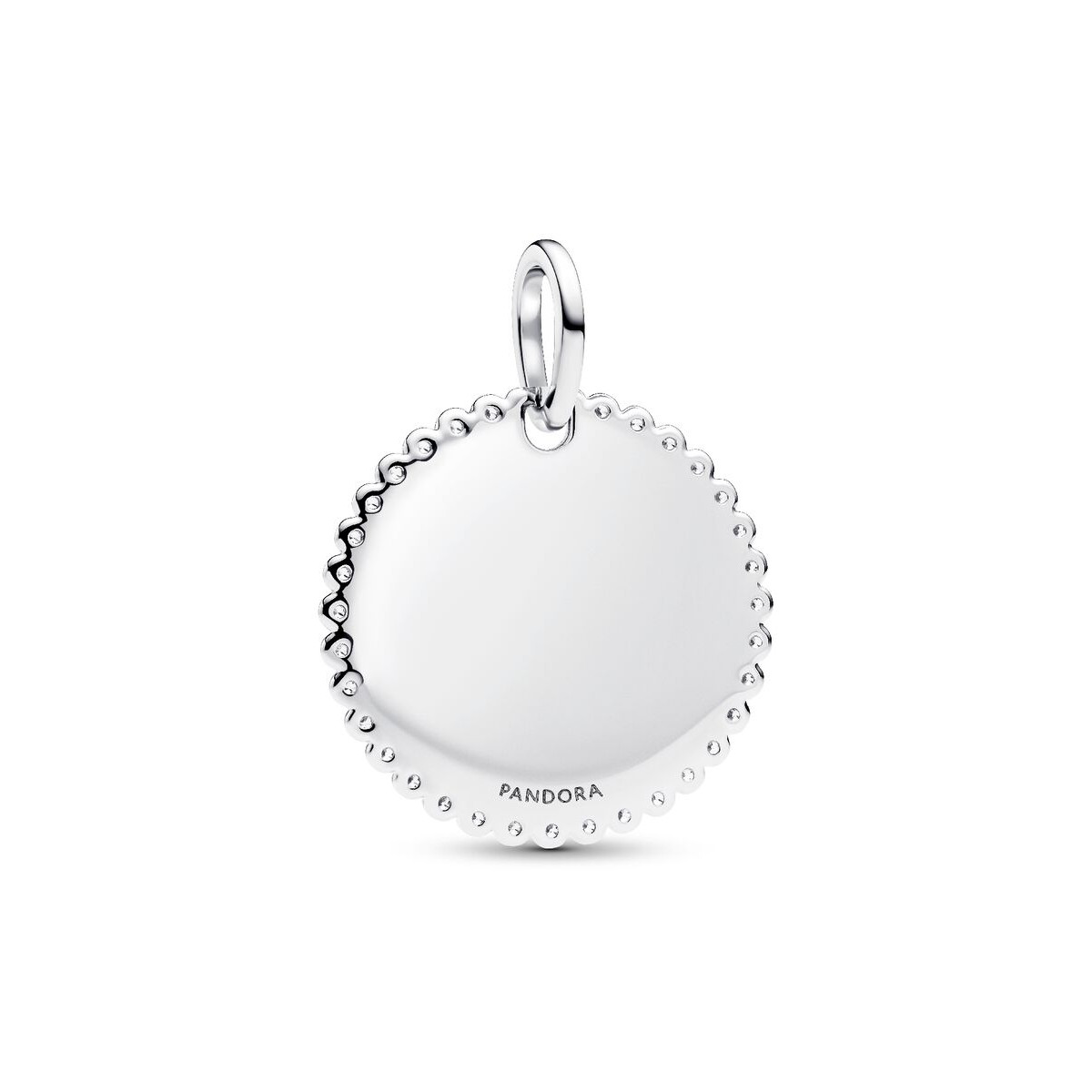 Pandora Moments 394007C01 zilveren hangende bedel rond met zirkonia - personaliseebaar