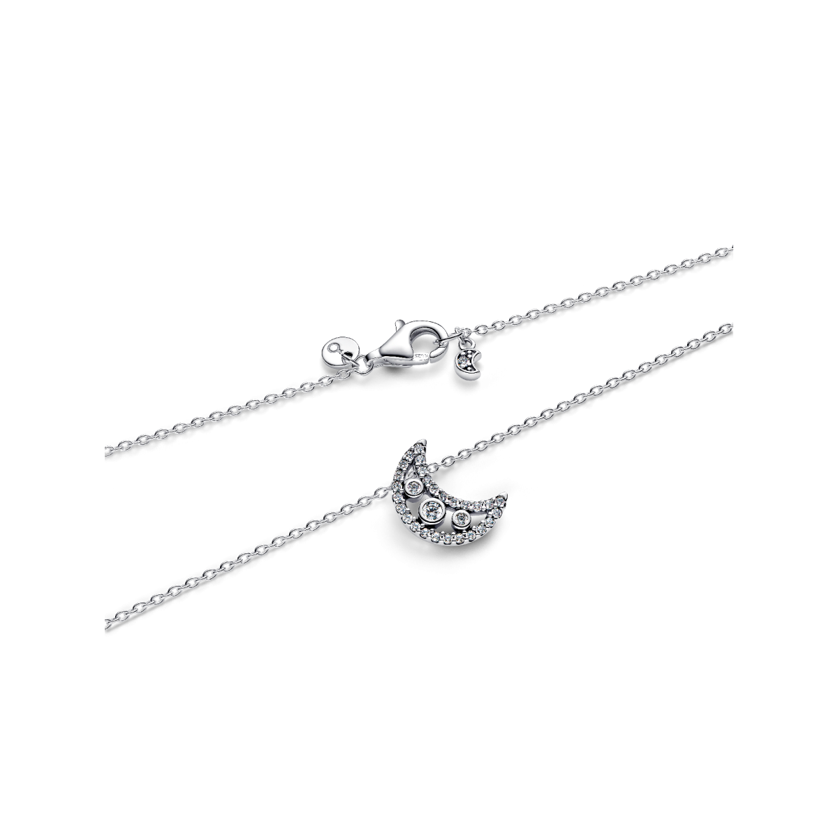 Pandora Moments 394259C01-50 zilveren ketting met halve maan van zirkonia - Lengte 50 cm