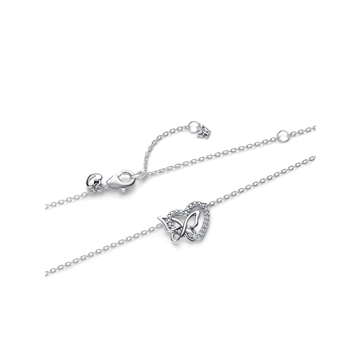 Pandora Moments 394477C01-45 ketting met hanger zilveren vlinder en hartje - Lengte 45 cm